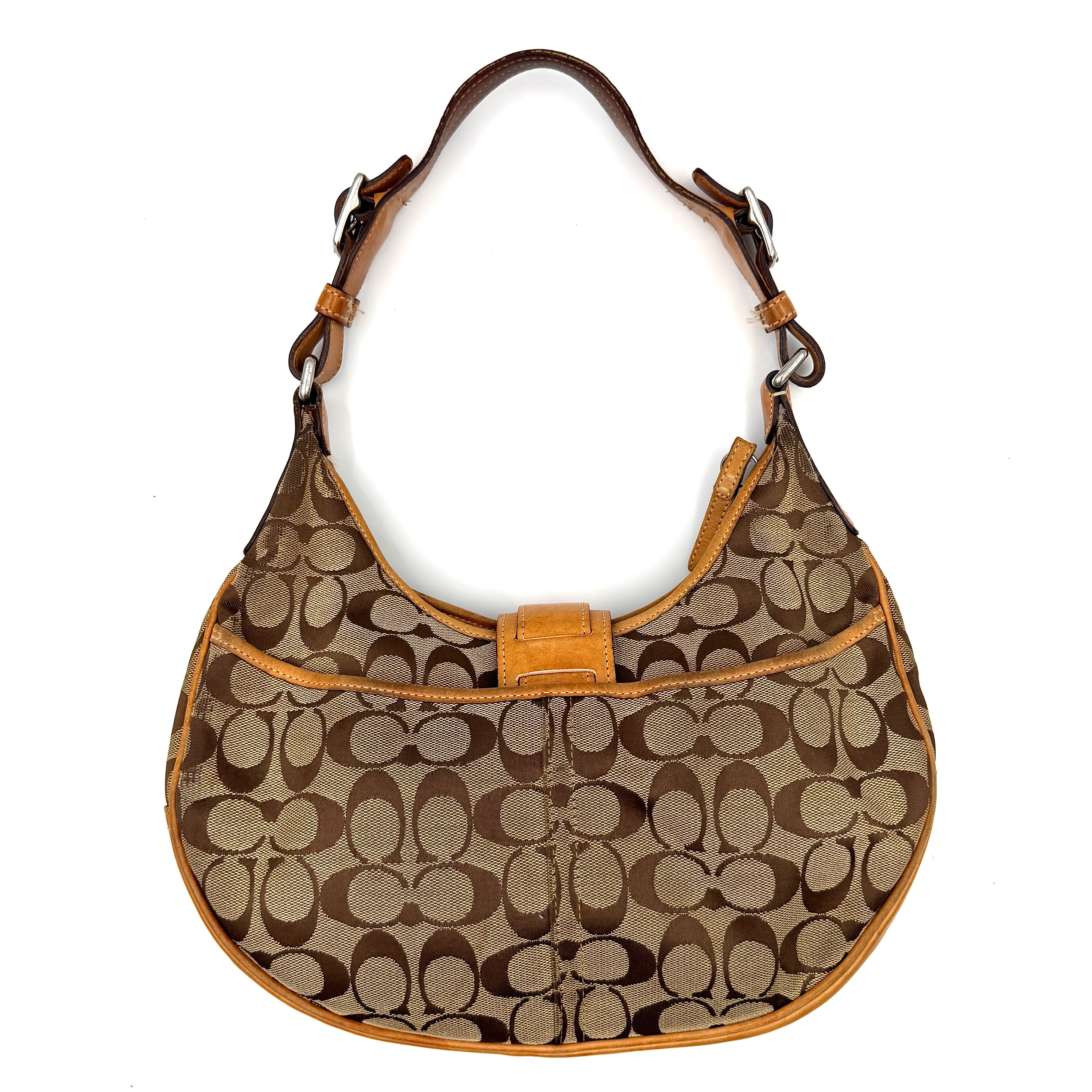 Coach Y2K Signature Hobo Buckle Shoulder Bag Beige/Tan