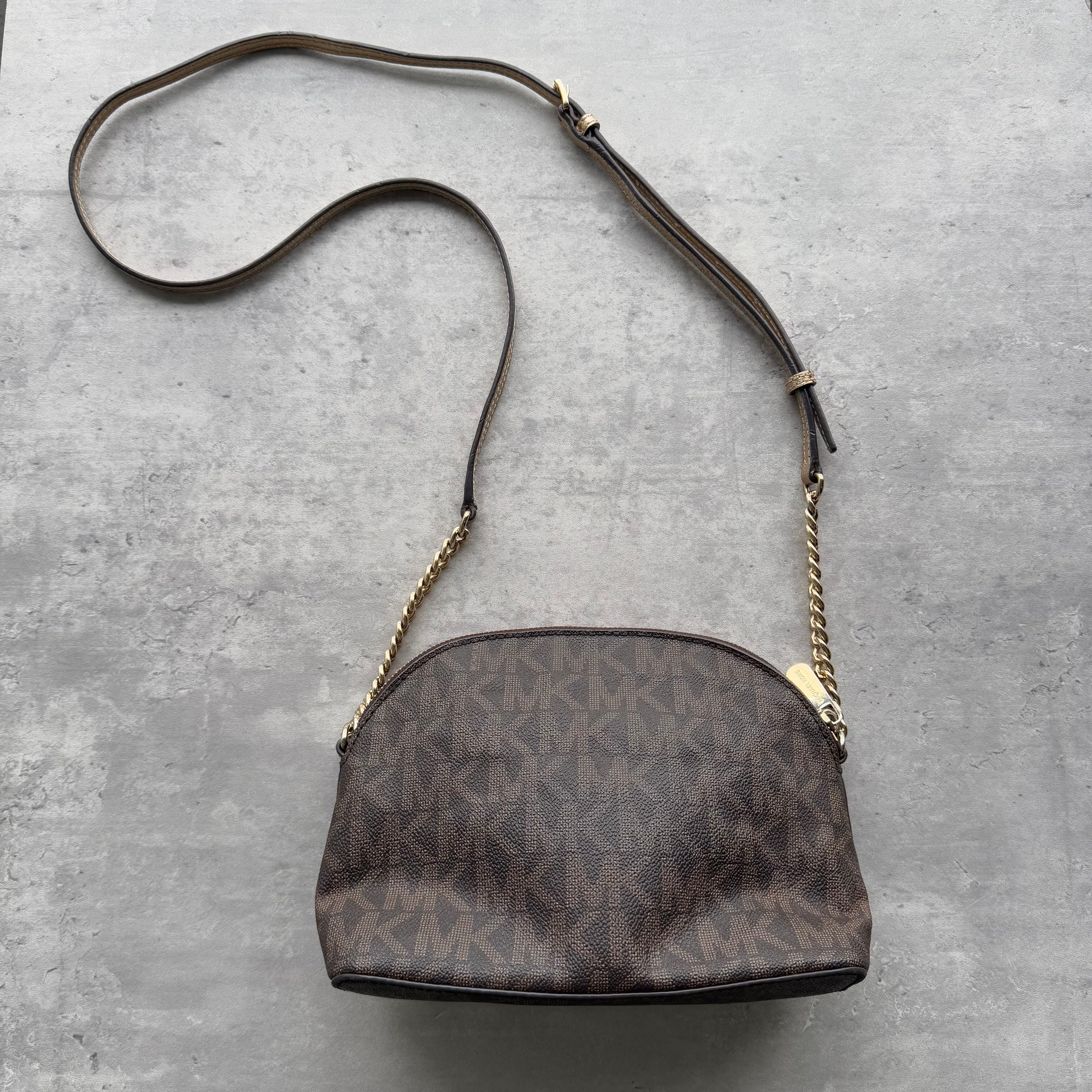 Michael Kors Monogram Crossbody Bag Cream/Brown