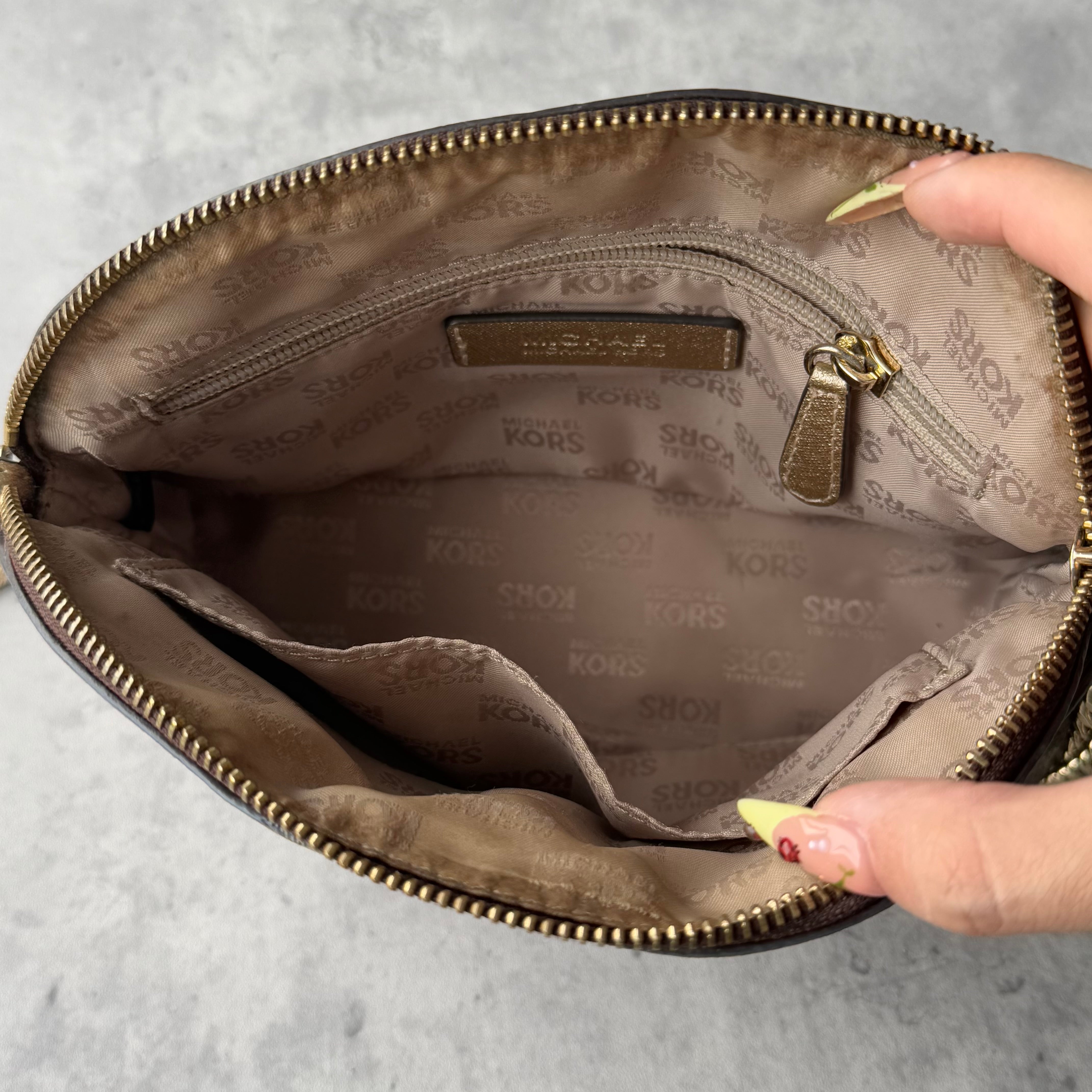 Michael Kors Monogram Crossbody Bag Cream/Brown