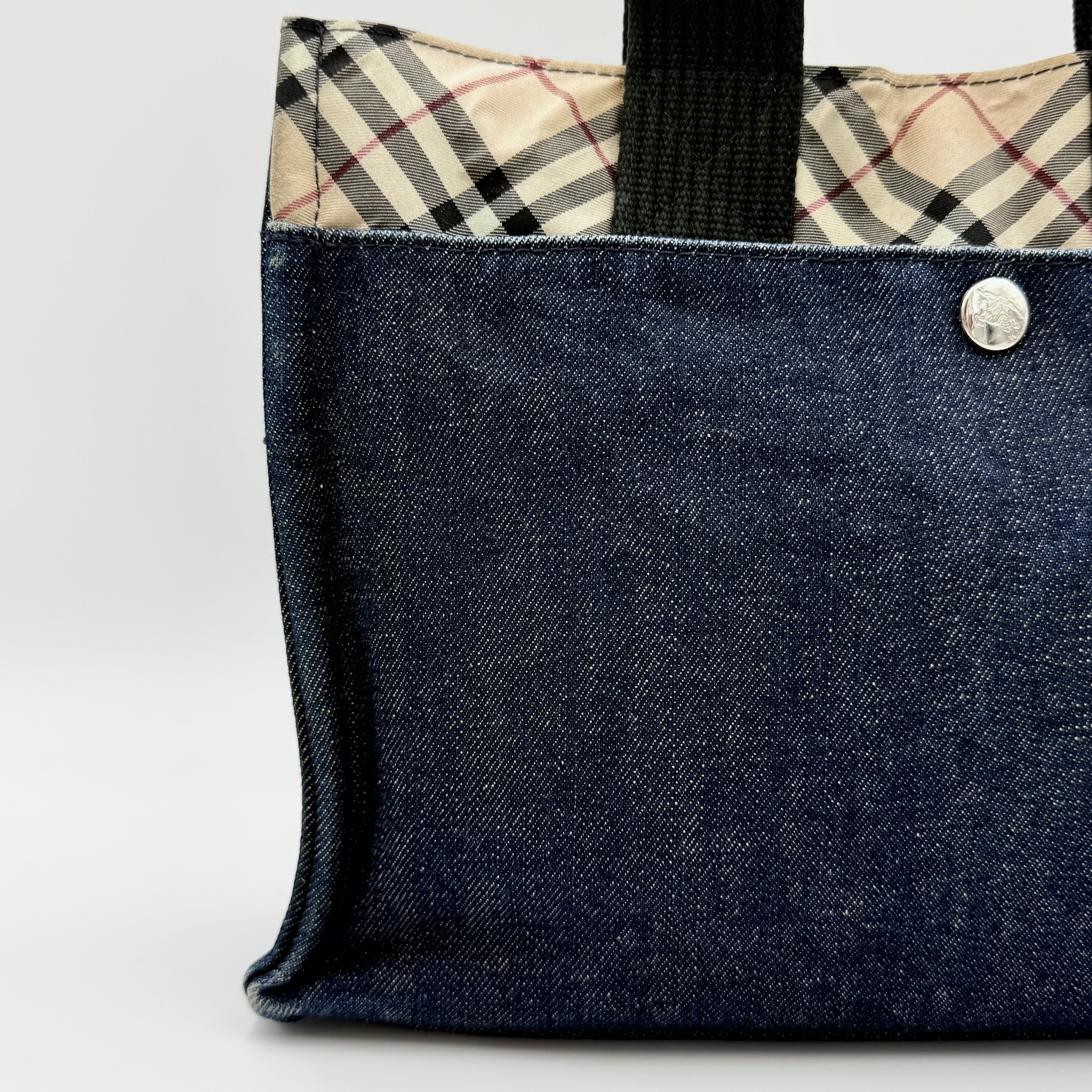 Burberry Blue Label Nova Check Denim Tote Bag Blue/Beige