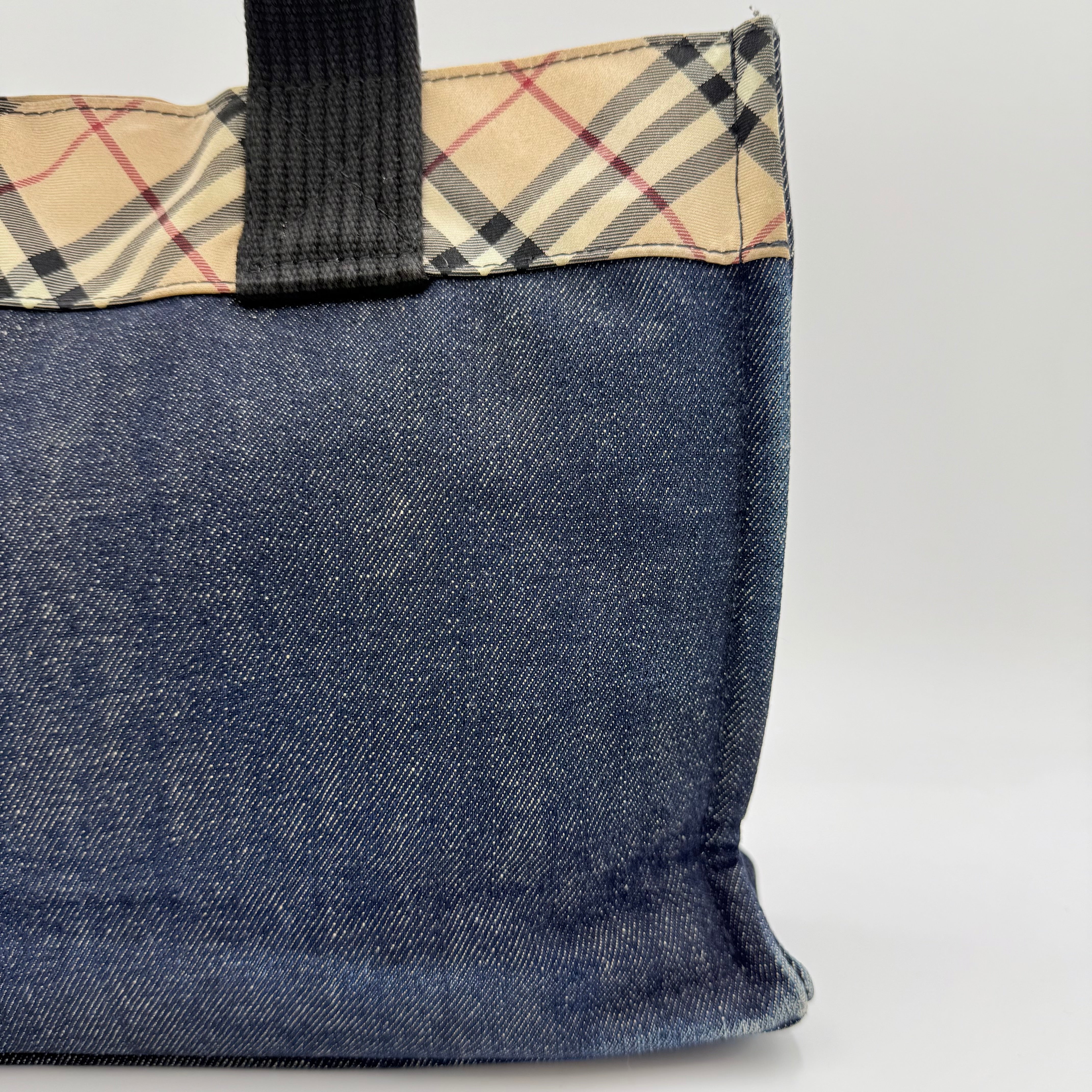 Burberry Blue Label Nova Check Denim Tote Bag Blue/Beige