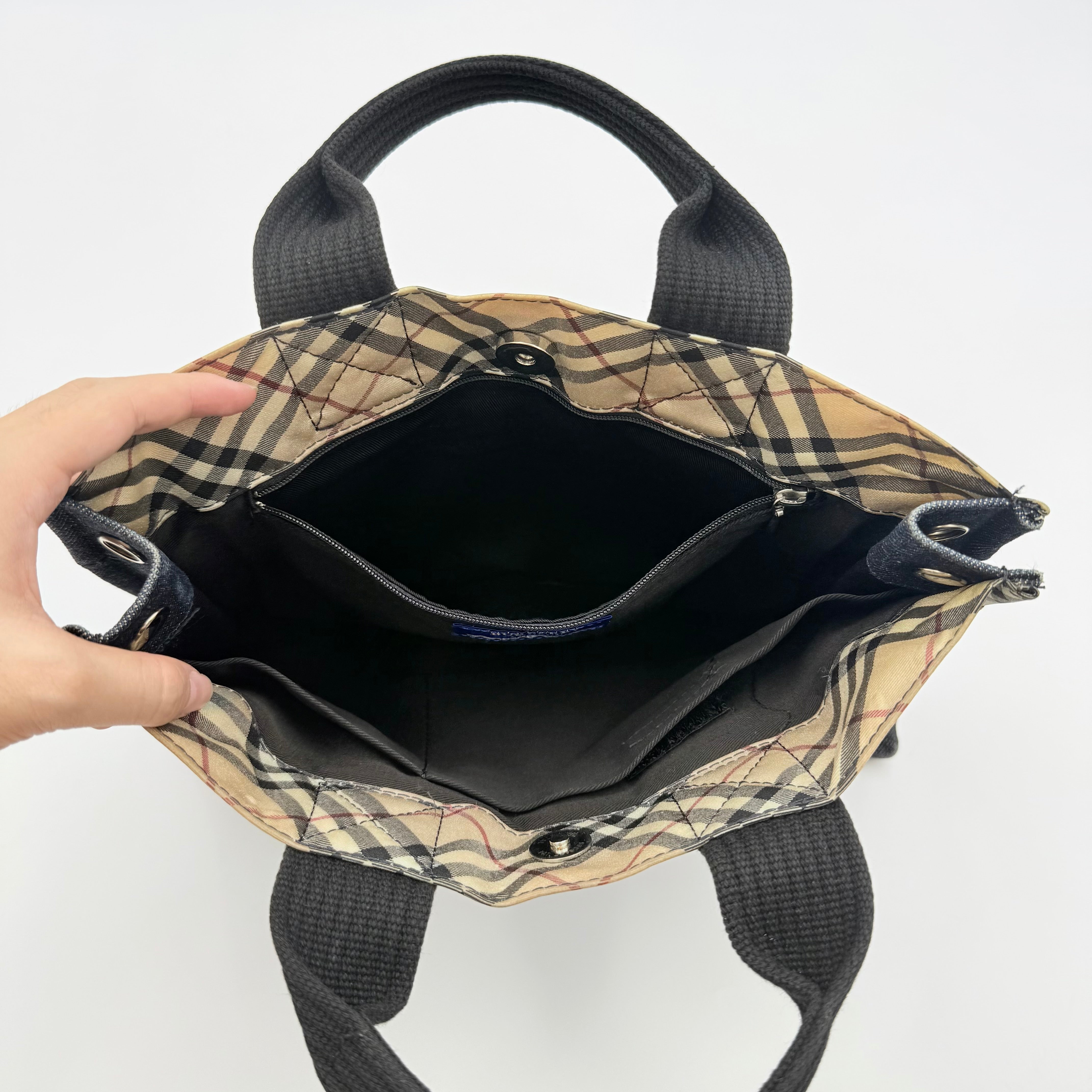 Burberry Blue Label Nova Check Denim Tote Bag Blue/Beige