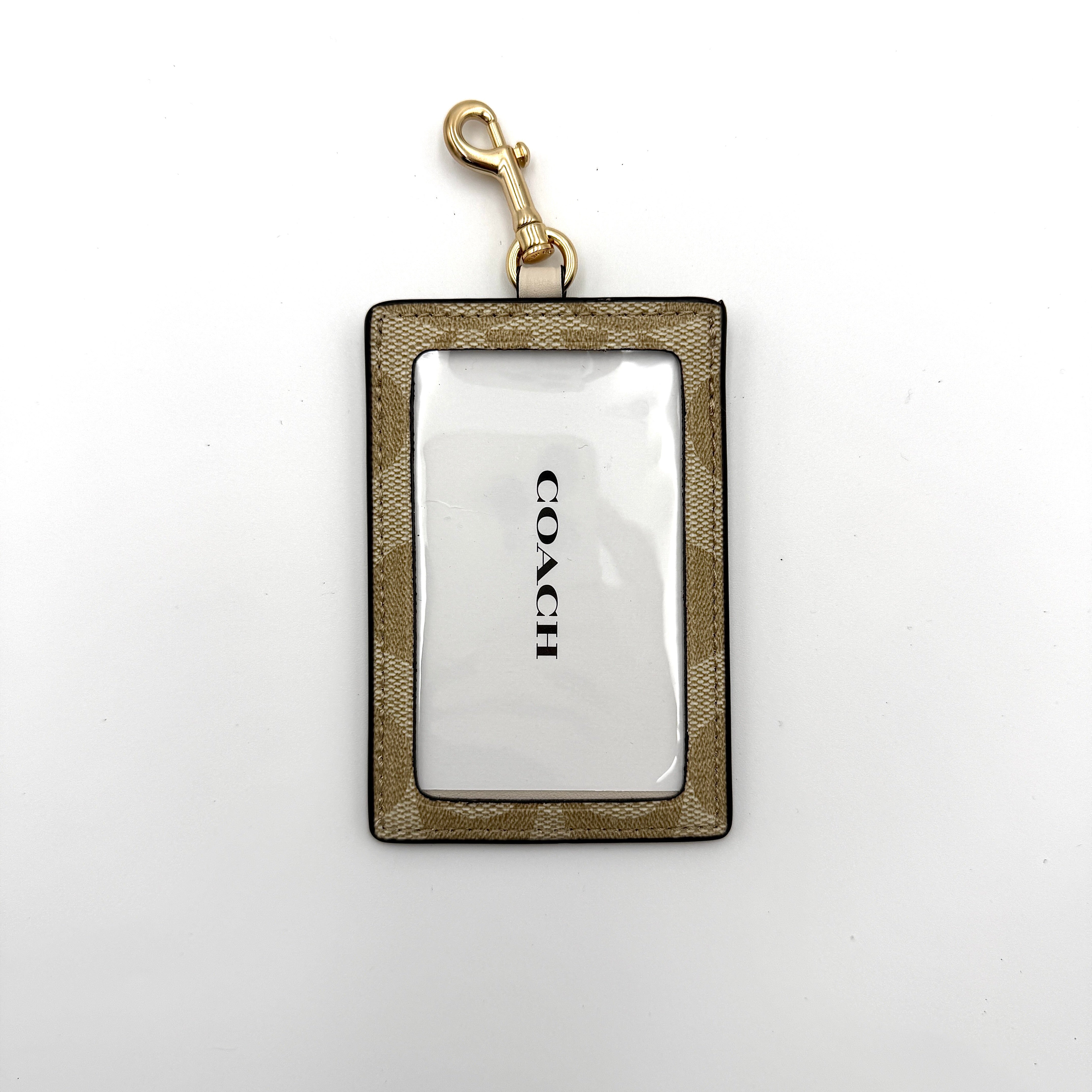 Coach Signature Canvas ID Lanyard Light Khaki
