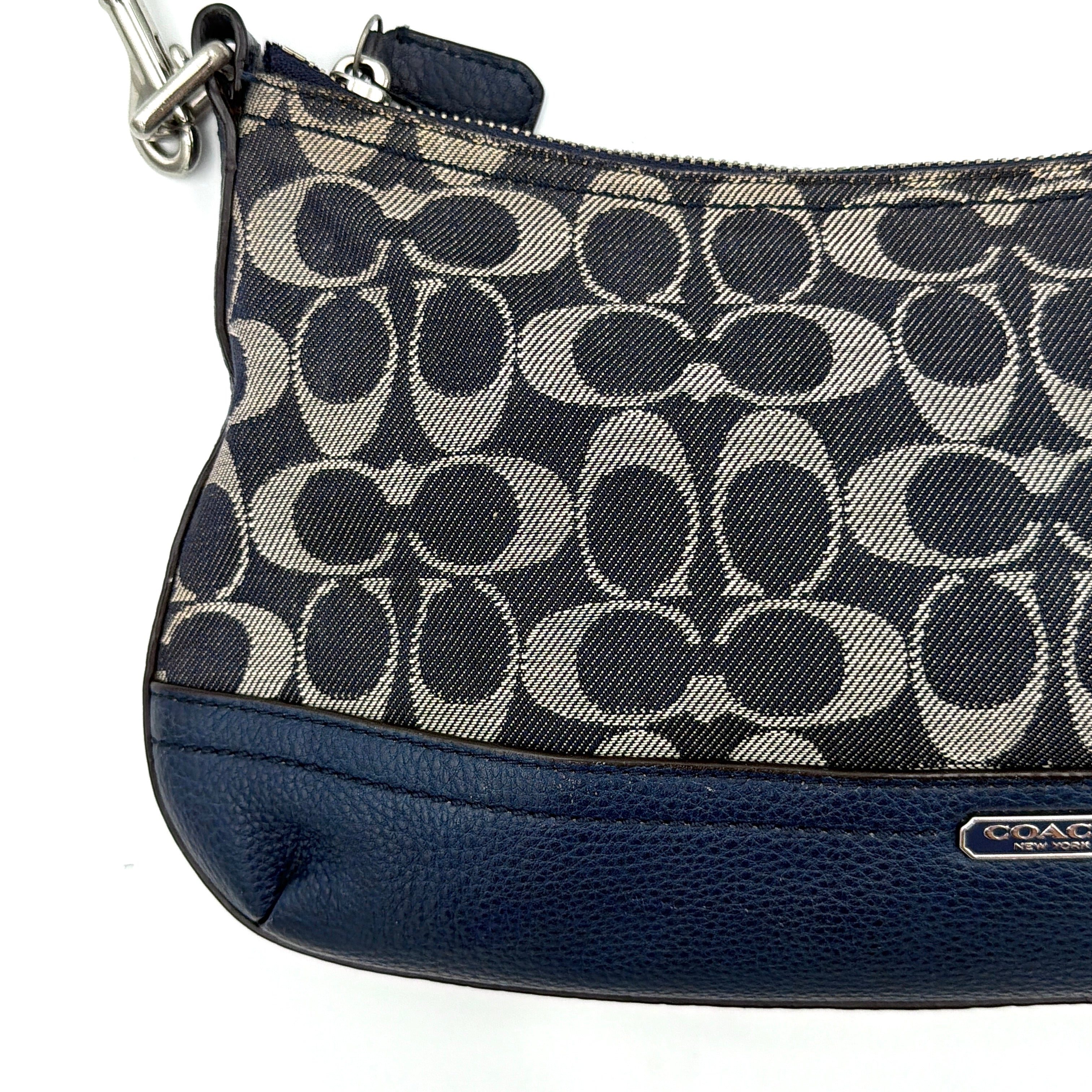Coach 2Way Signature Denim Crossbody Bag Blue