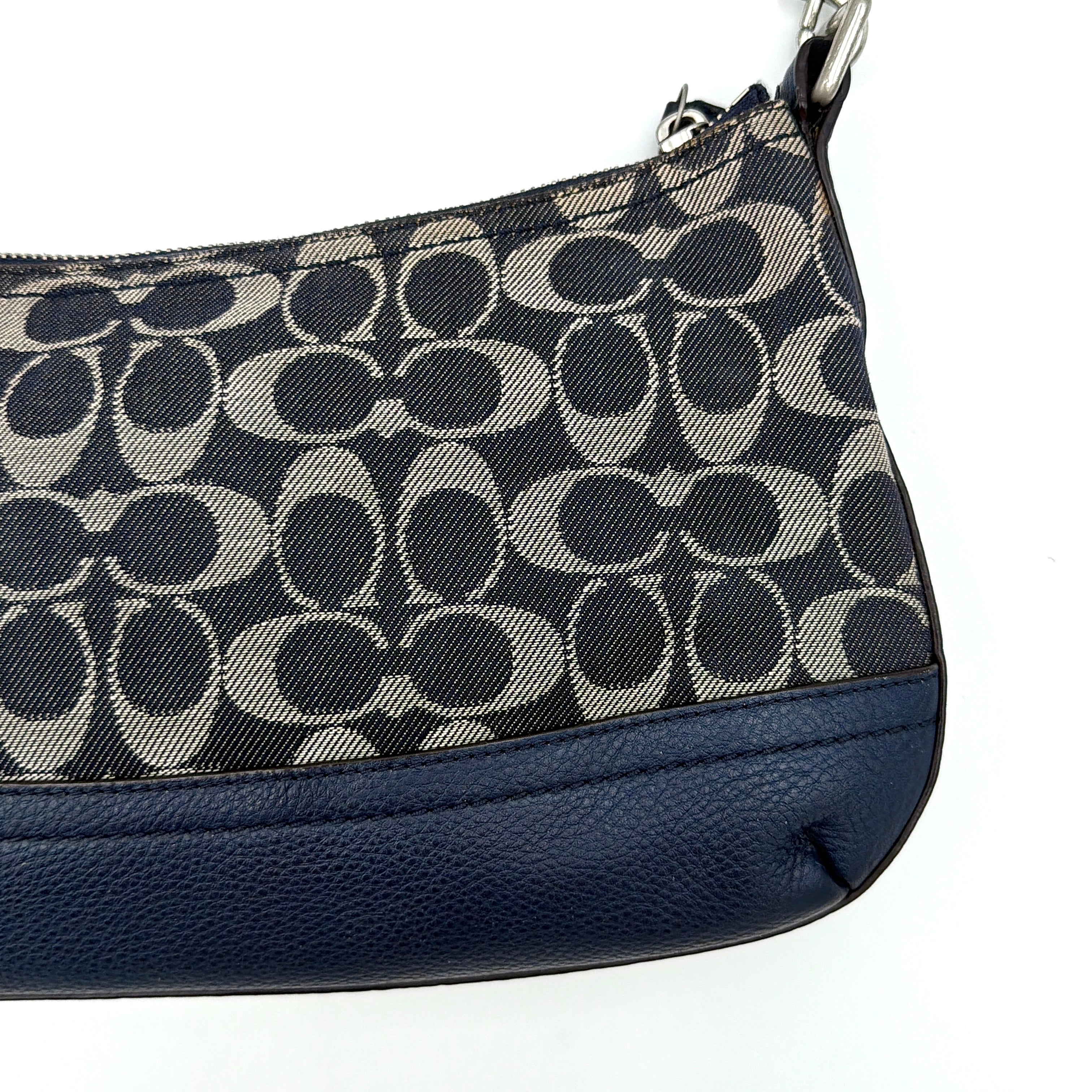 Coach 2Way Signature Denim Crossbody Bag Blue