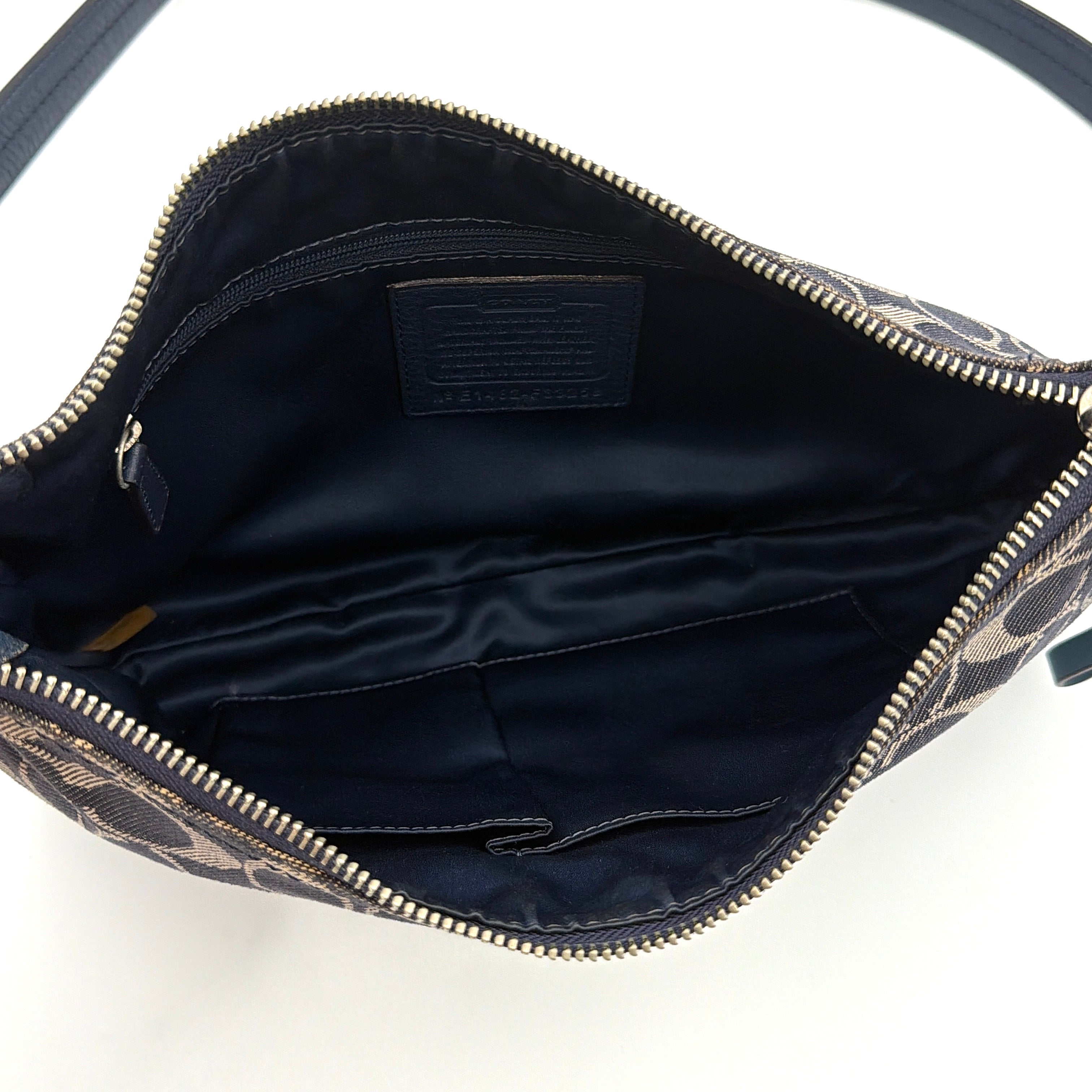 Coach 2Way Signature Denim Crossbody Bag Blue