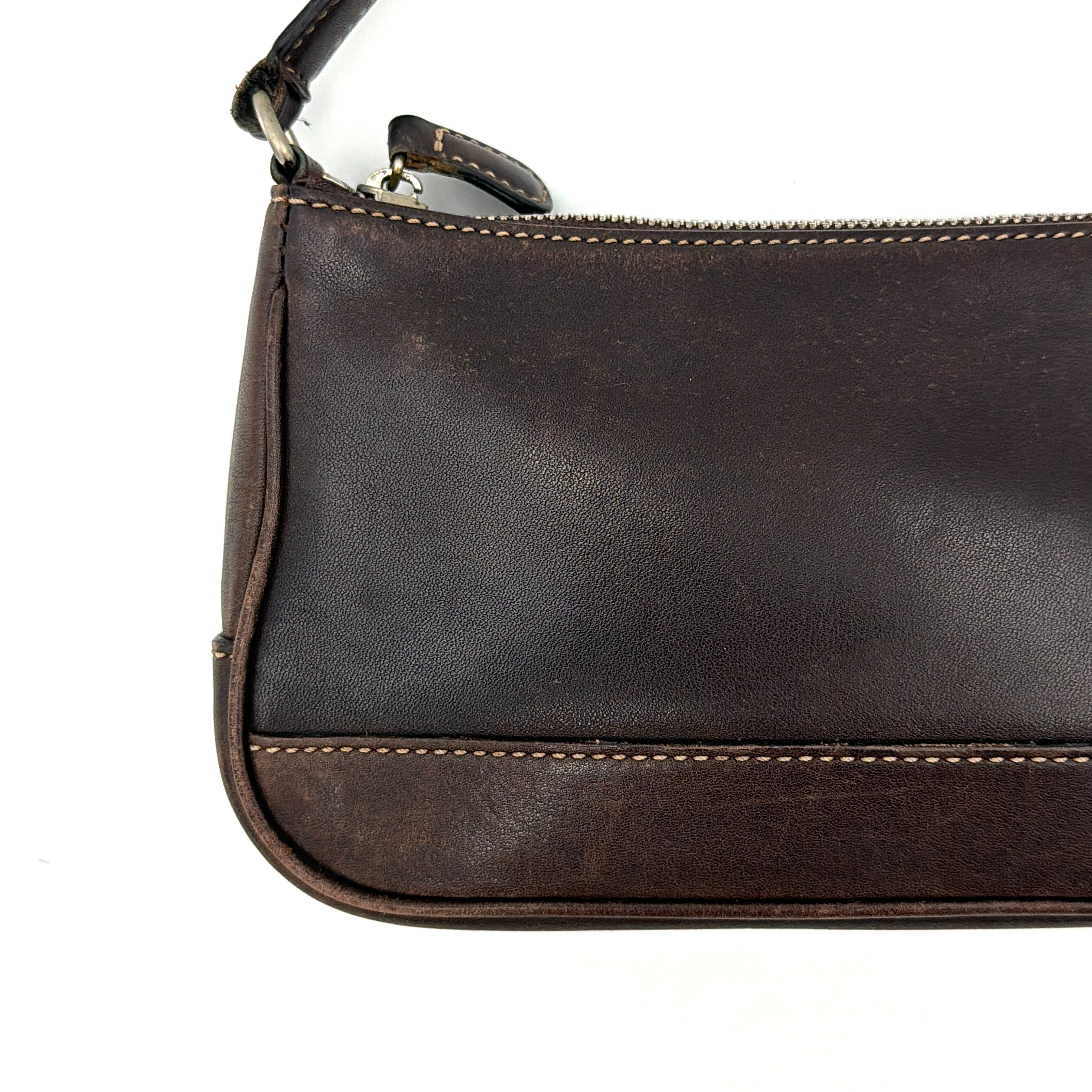 Coach Y2K Demi Leather Shoulder Bag Dark Brown