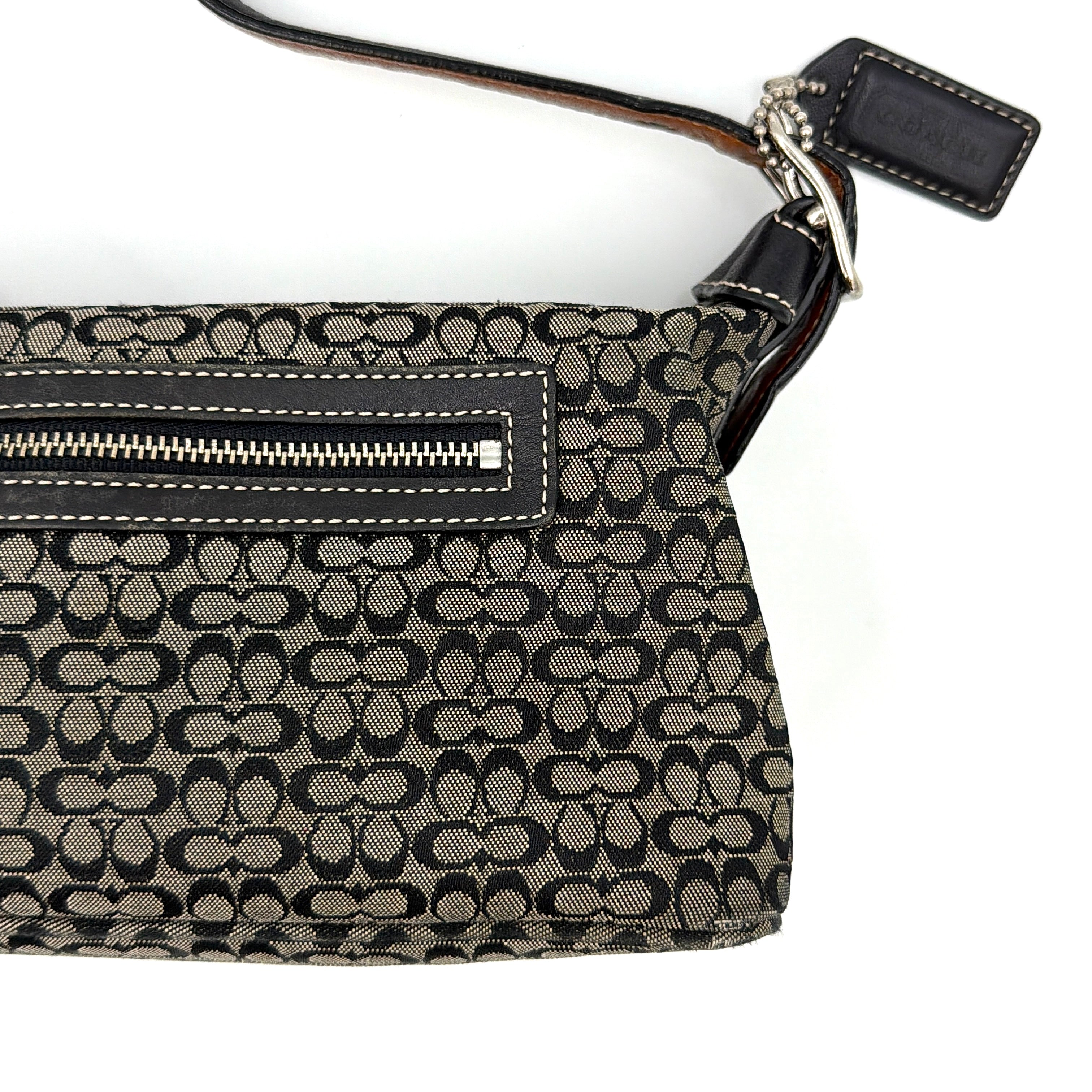 Coach Signature Hobo Shoulder Bag Grey/Black
