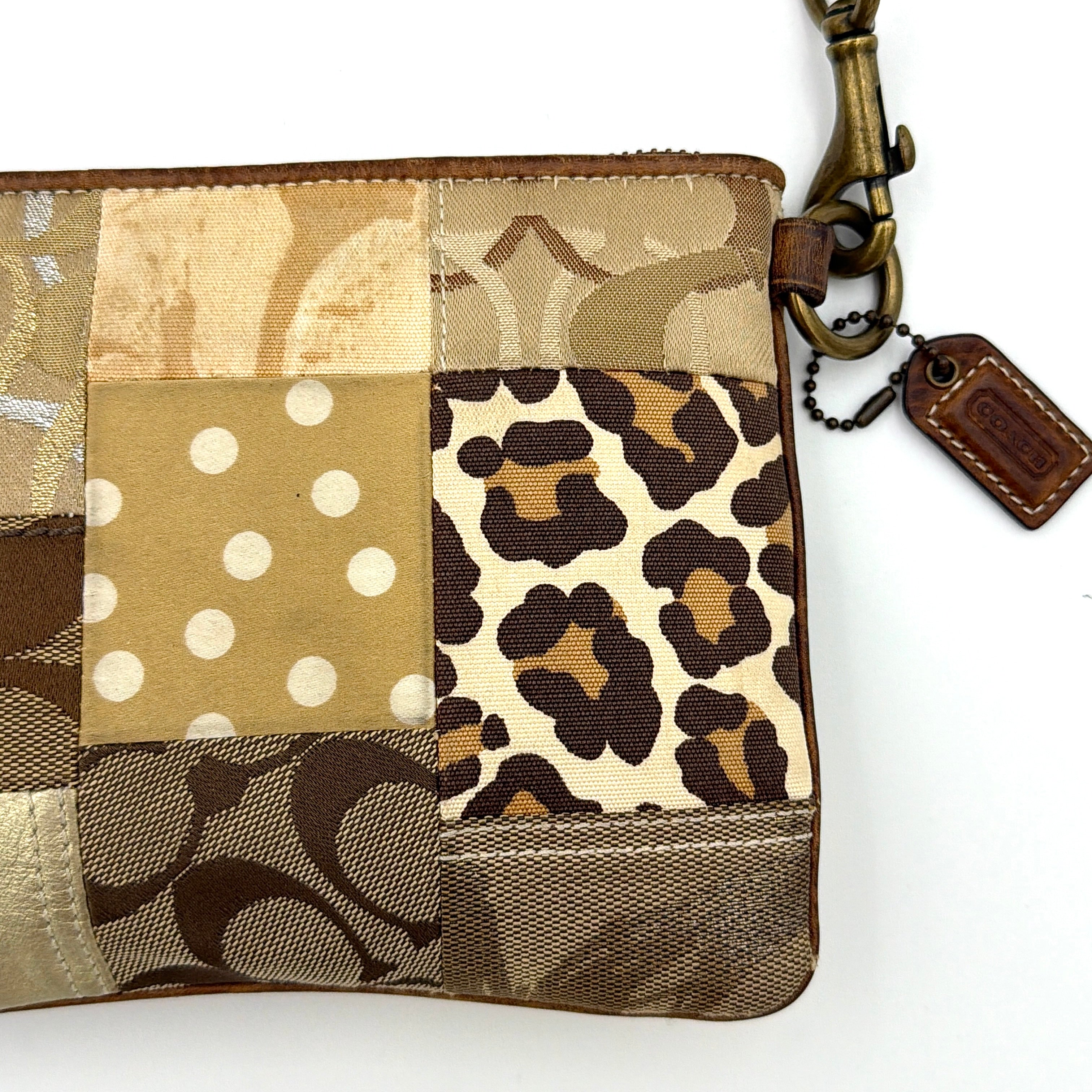 Coach 2Way Signature Brown Patchwork Leopard Shoulder Bag