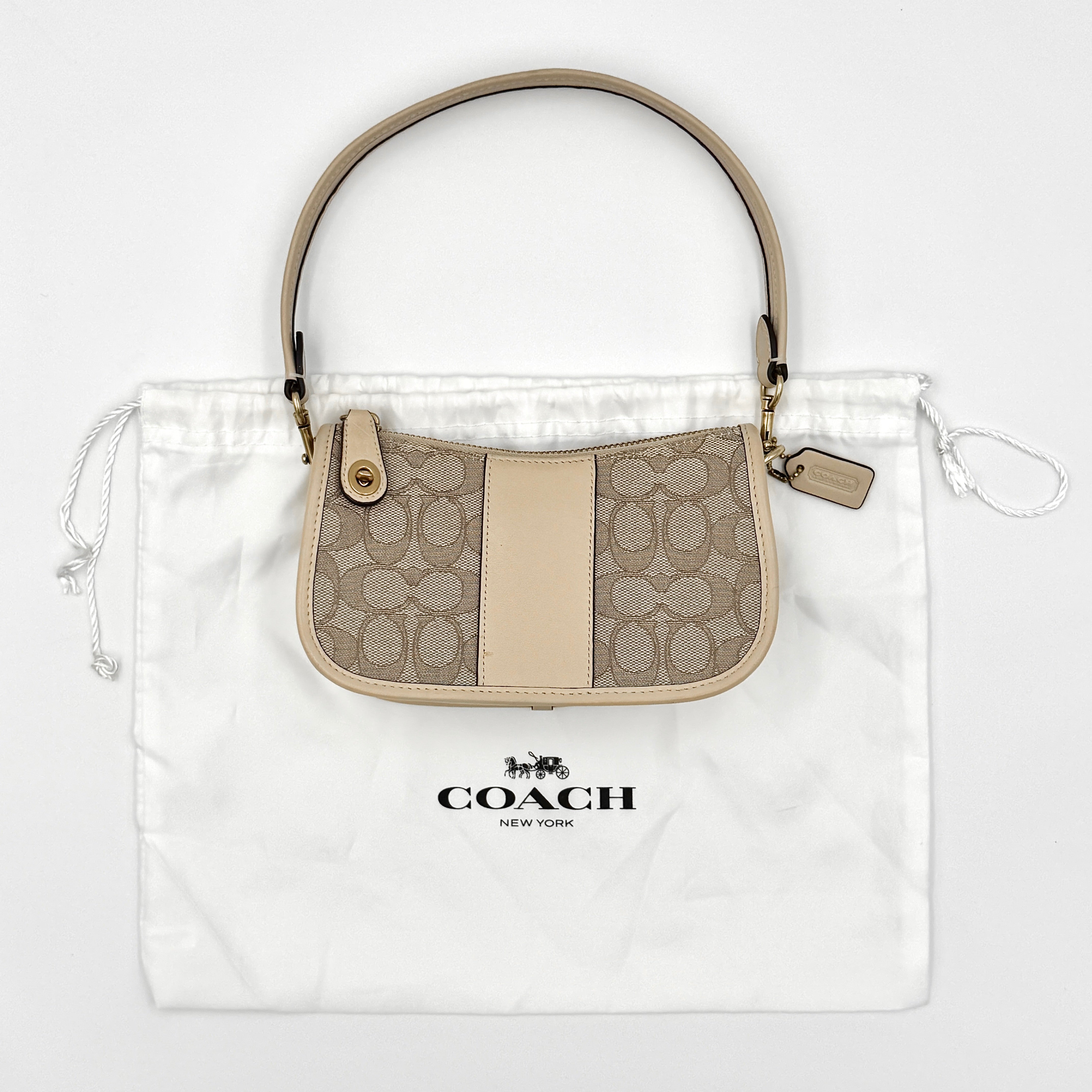 Coach Signature Swinger 20 Shoulder Bag Cream