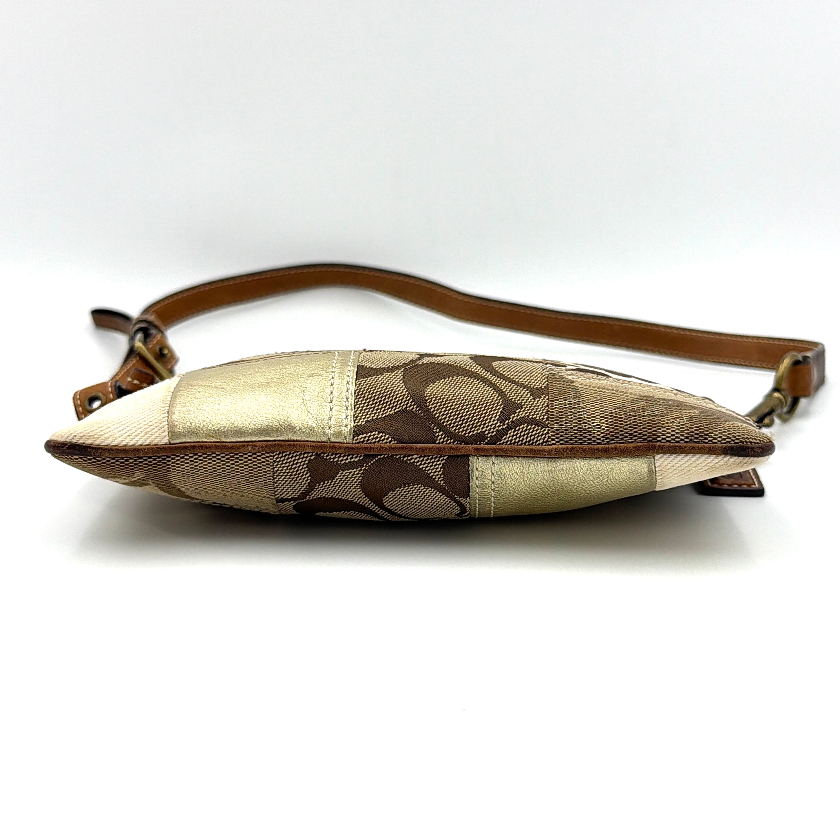 Coach 2Way Signature Brown Patchwork Leopard Shoulder Bag