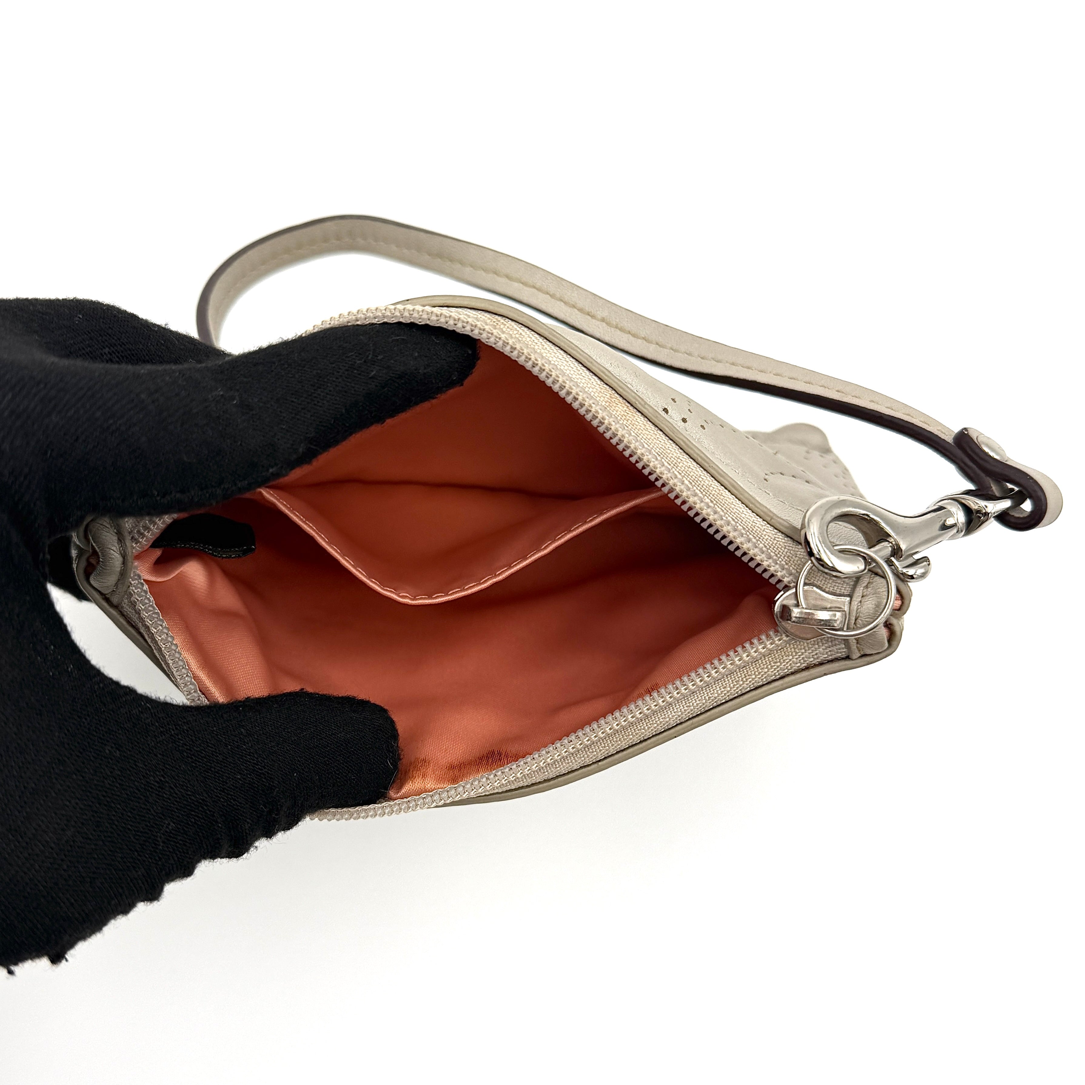 Coach Perforated C Wristlet Grey