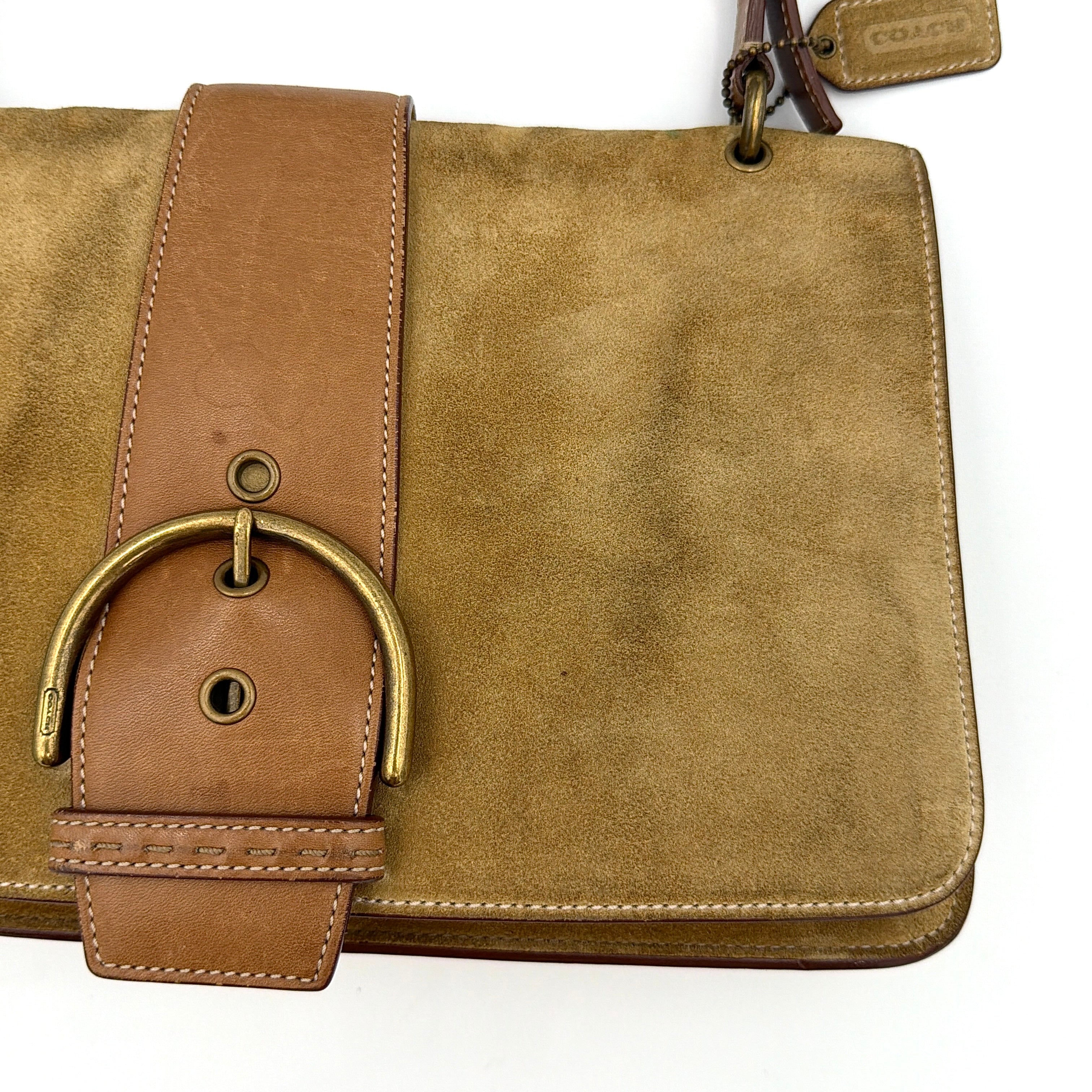 Coach Y2K Soho Buckle Suede Shoulder Bag Tan