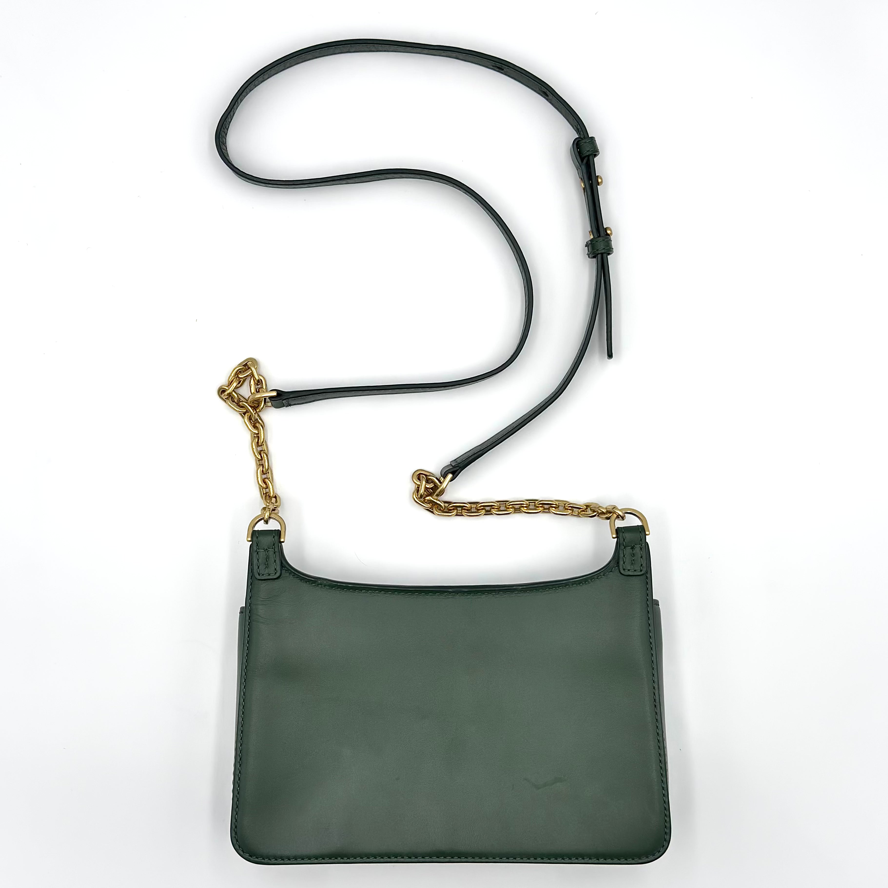 Michael Kors Natalie Medium Leather Messenger Bag Green