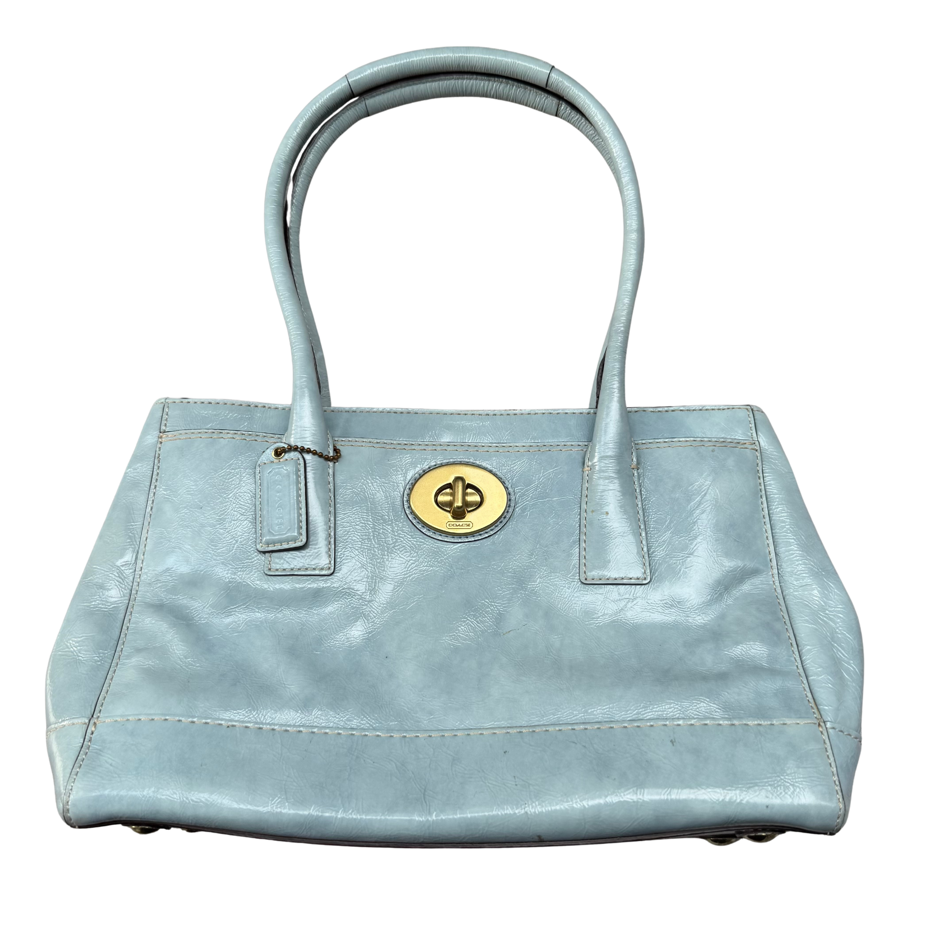 Coach Madeline Turnlock Handbag Baby Blue