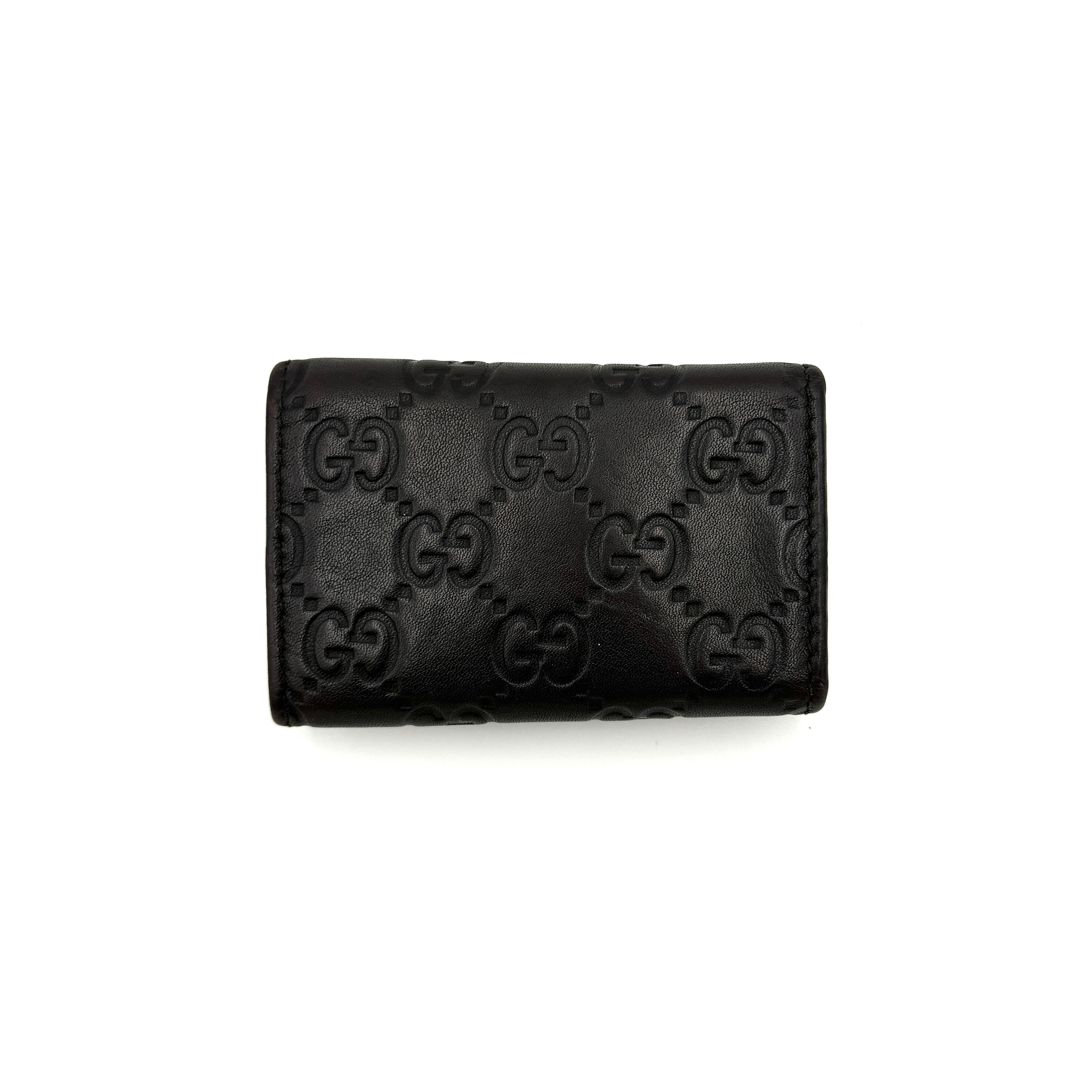Gucci GG Guccissima Leather Key Holder Black
