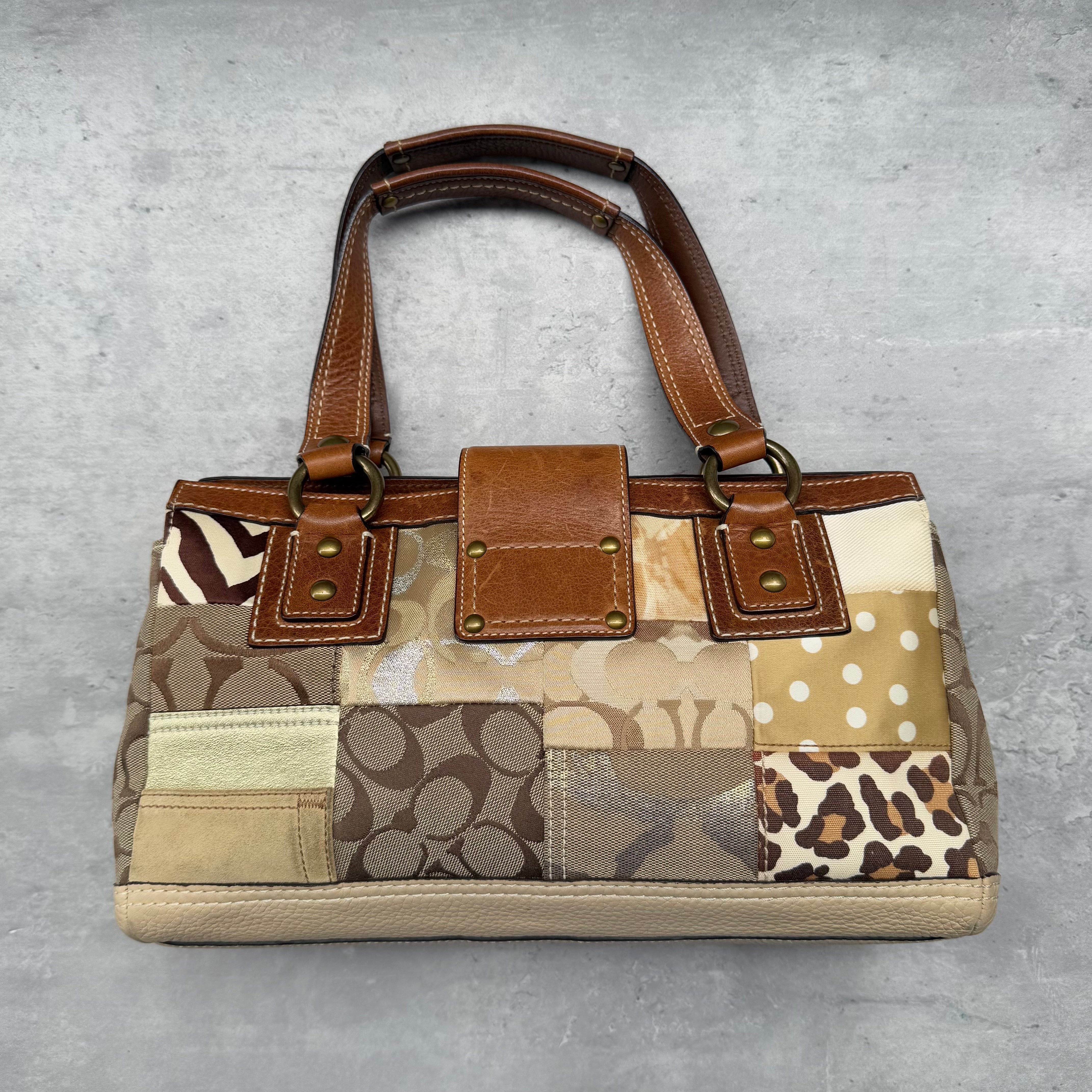 Coach Y2K Signature Soho Patchwork Turnlock Shoulder Bag Brown/Gold