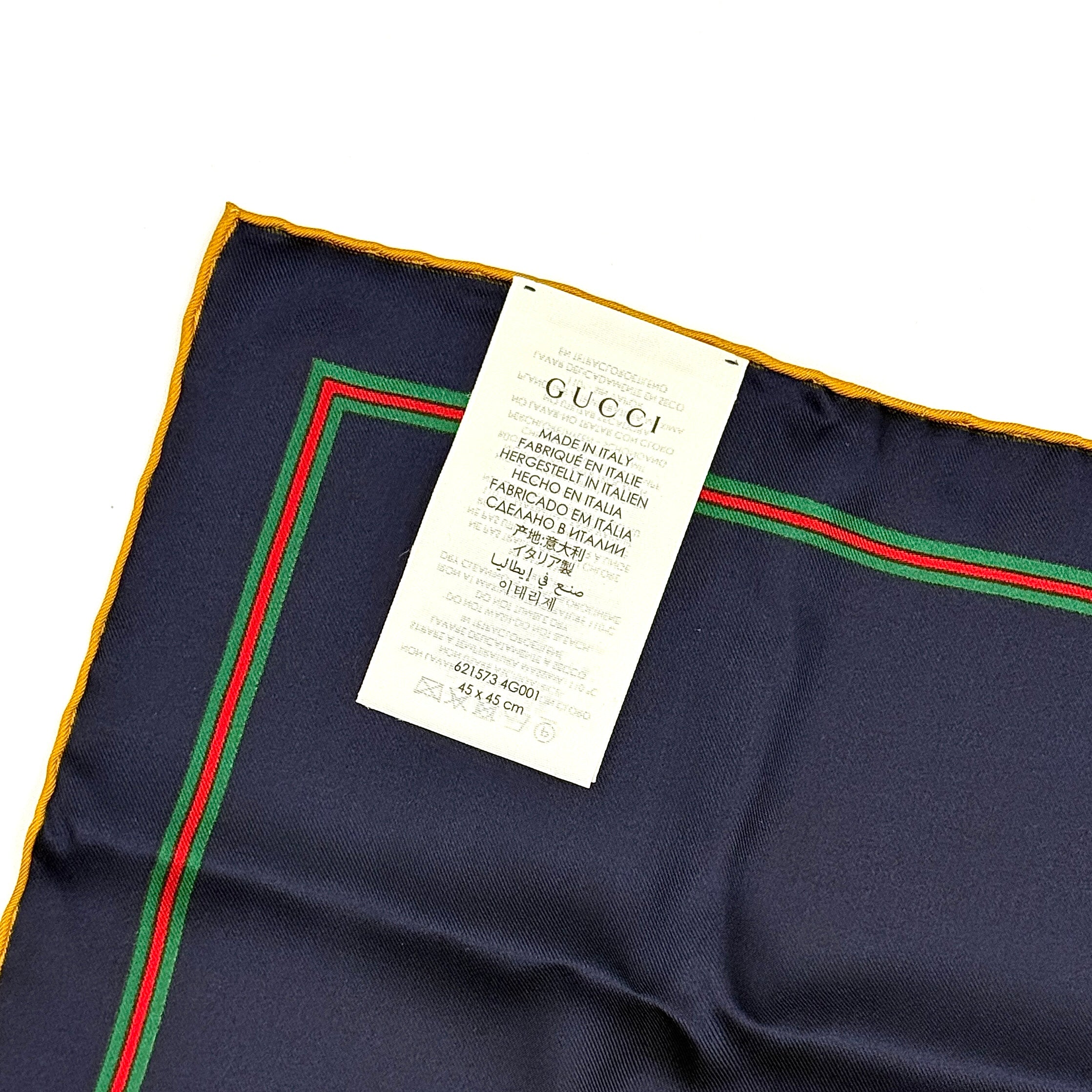 Gucci Web Silk Scarf Navy Blue