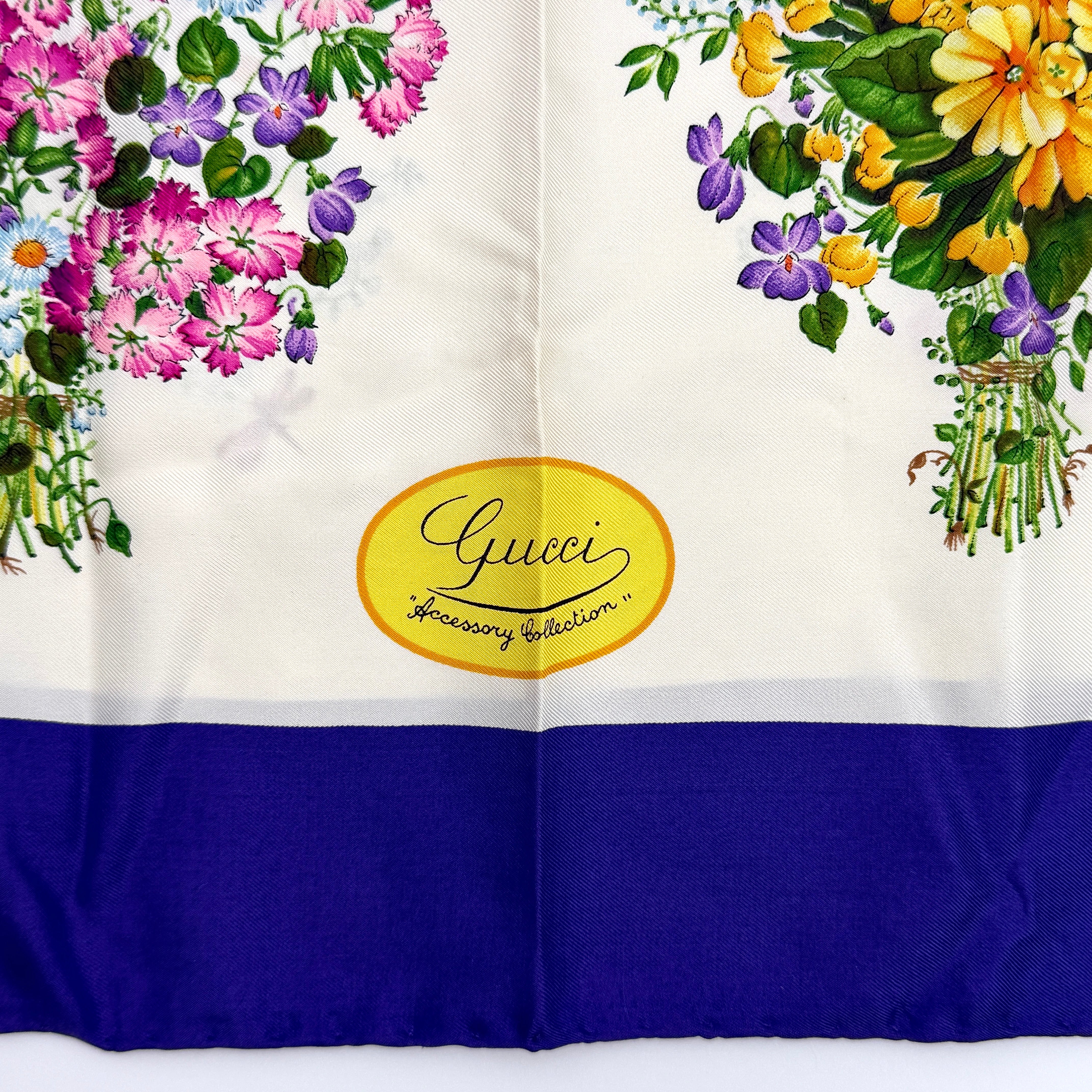 Gucci Flora Silk Scarf Blue Multicolor