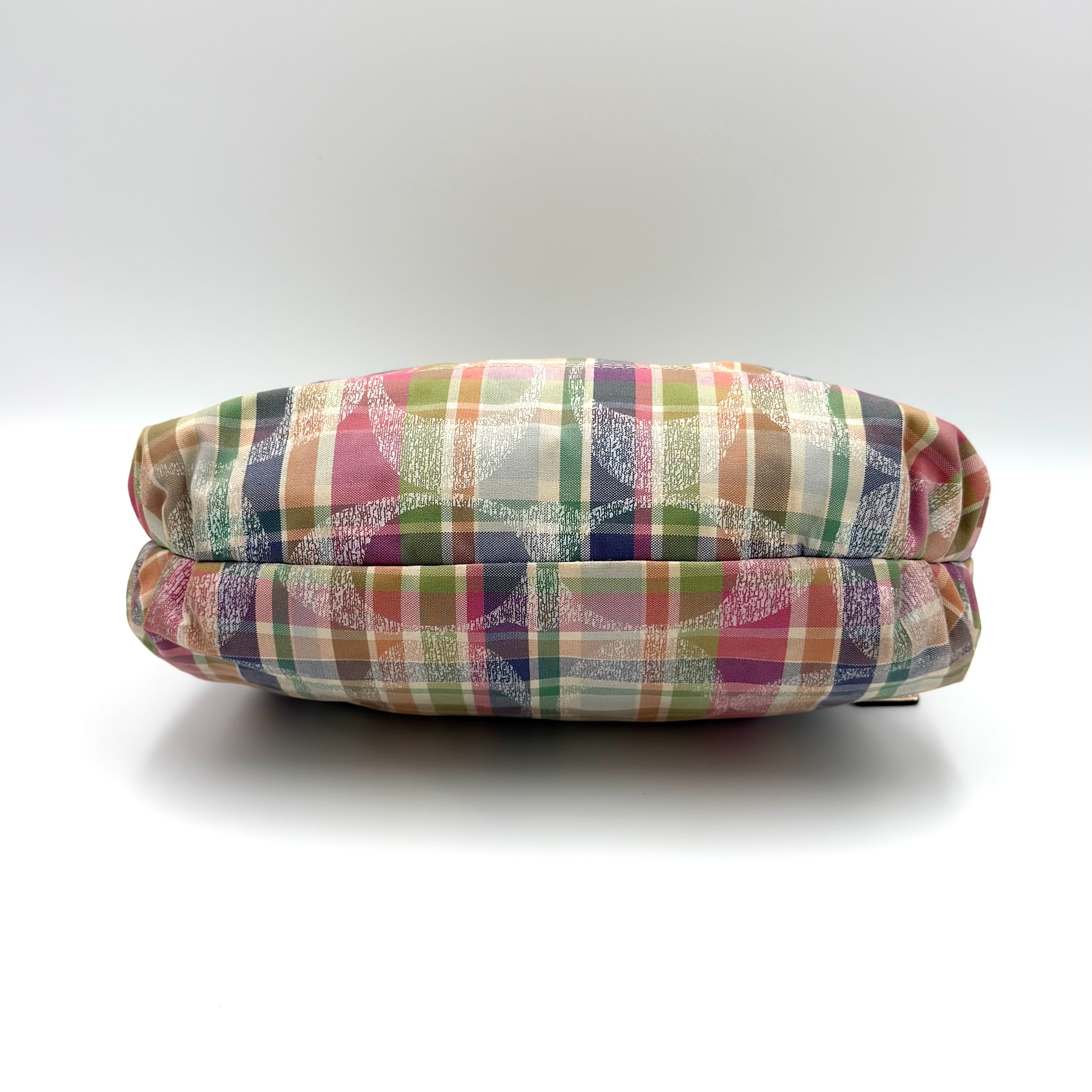 Coach 2Way Poppy Madras Tartan Shoulder Bag Multicolor