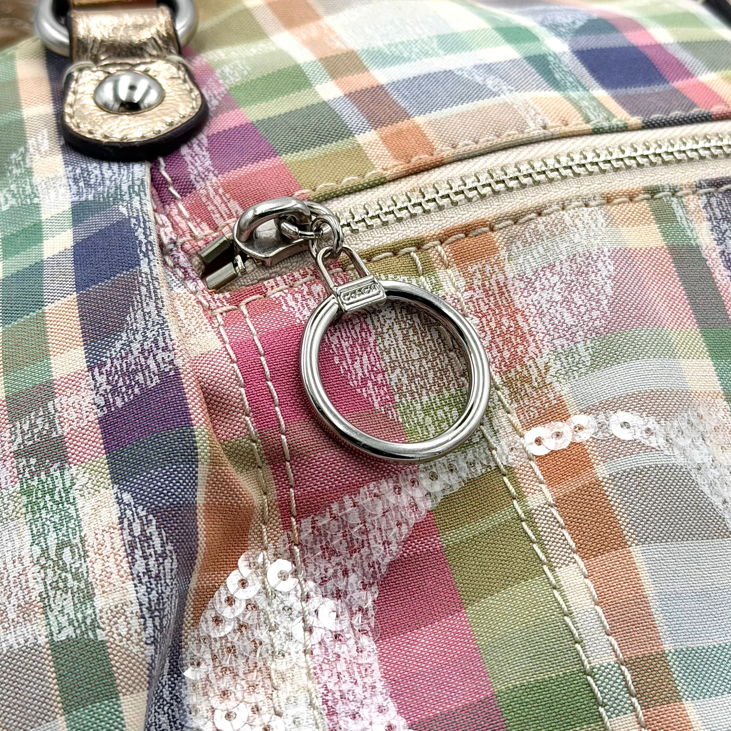 Coach 2Way Poppy Madras Tartan Shoulder Bag Multicolor