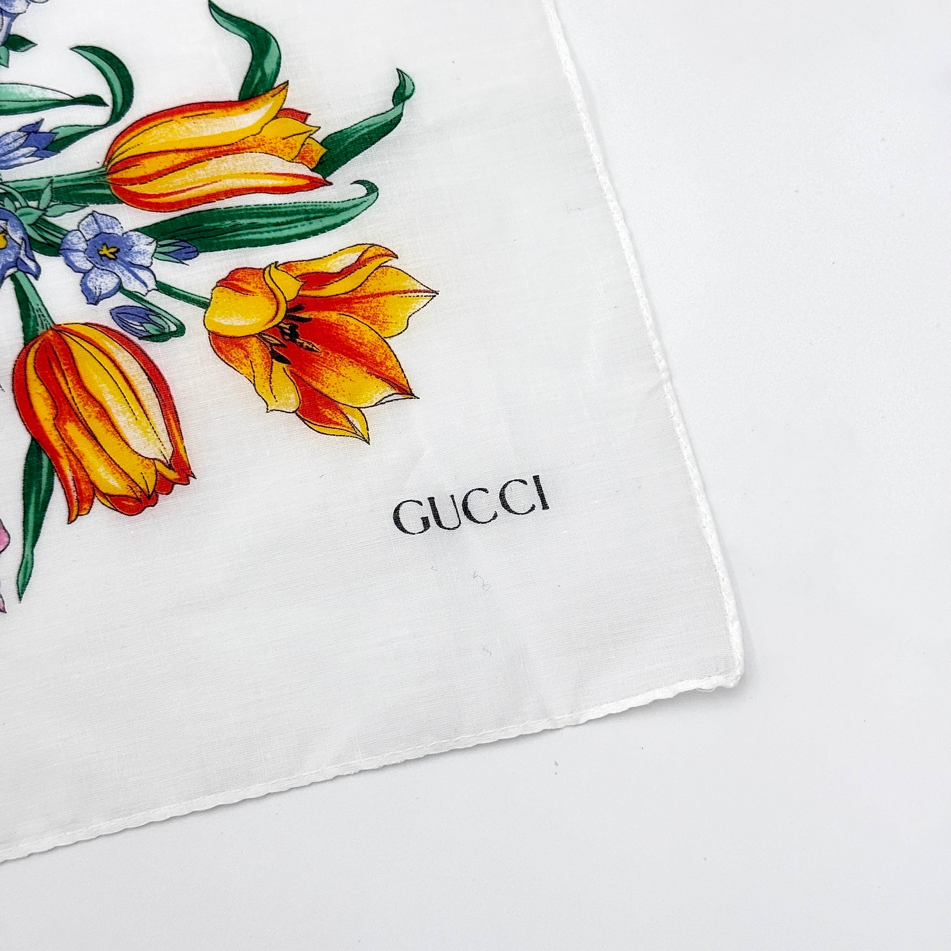 Gucci Flora Silk Scarf White Multicolor