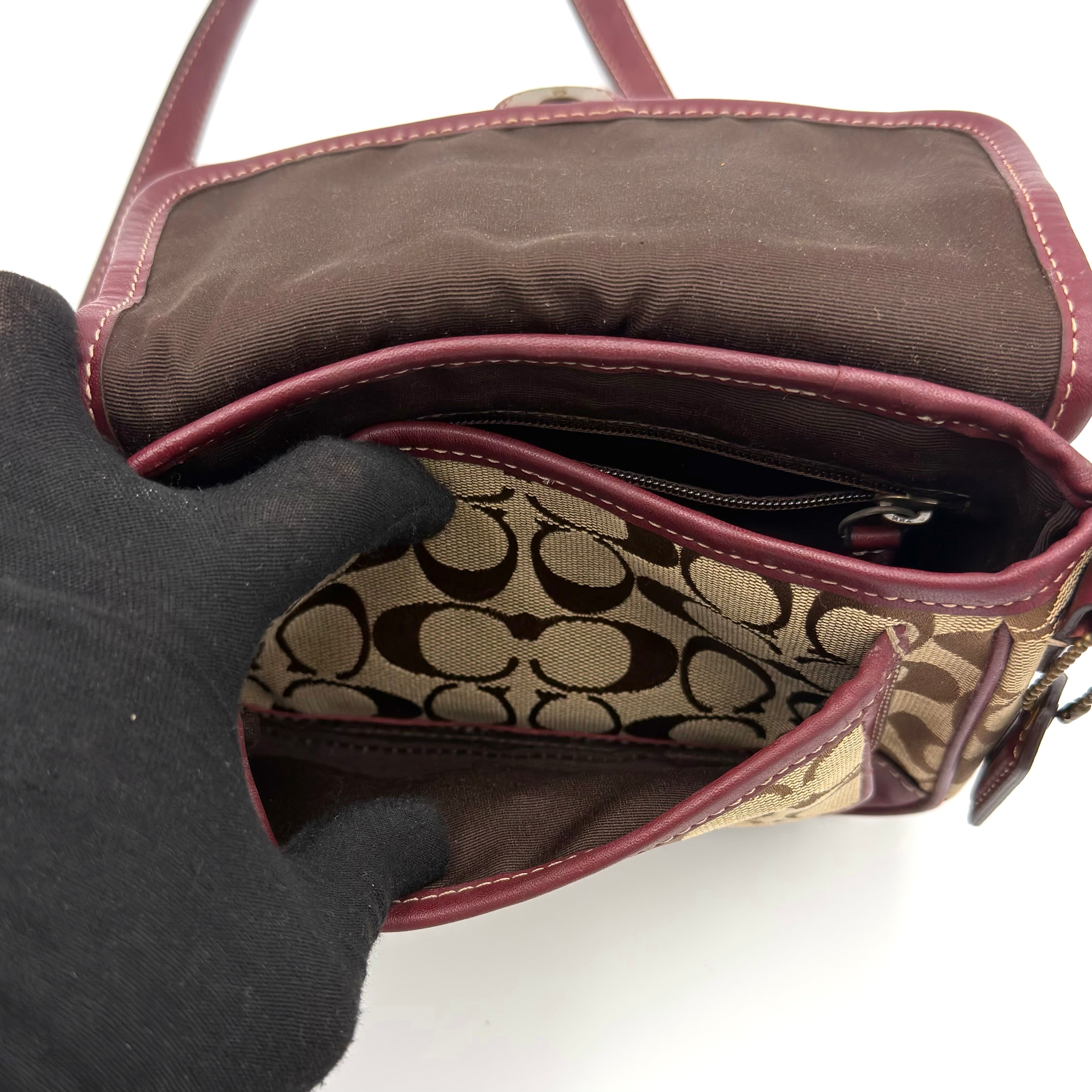 Coach Signature Turnlock Crossbody Bag Purple/Beige