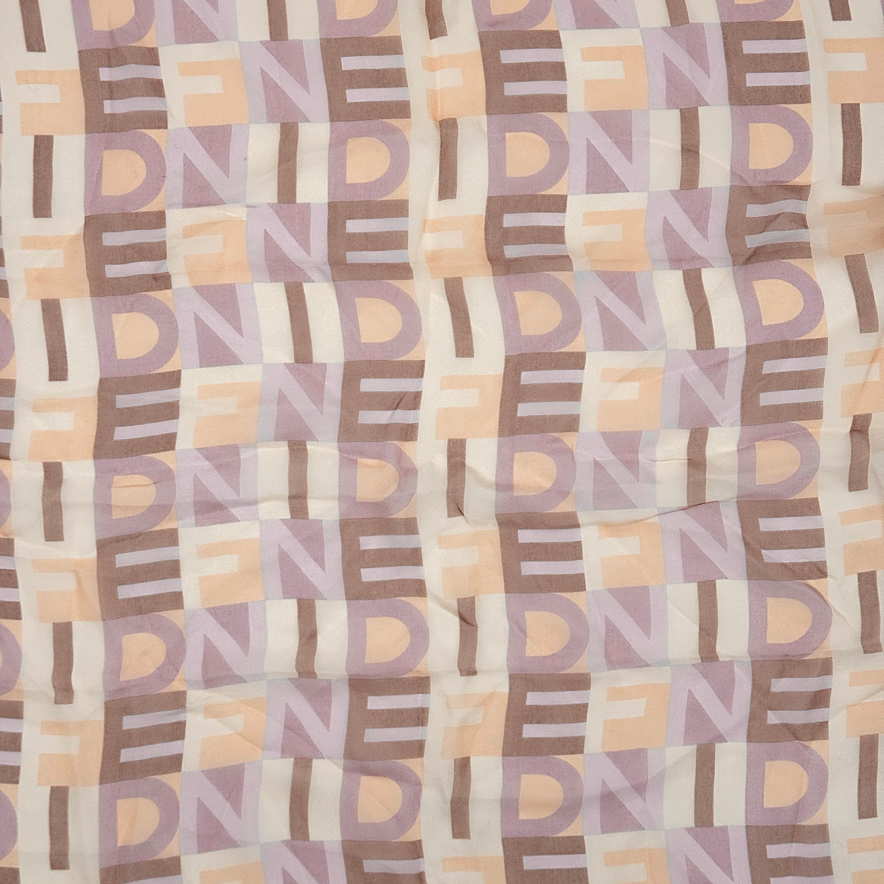 Fendi Typographic Silk Scarf Brown Multicolor