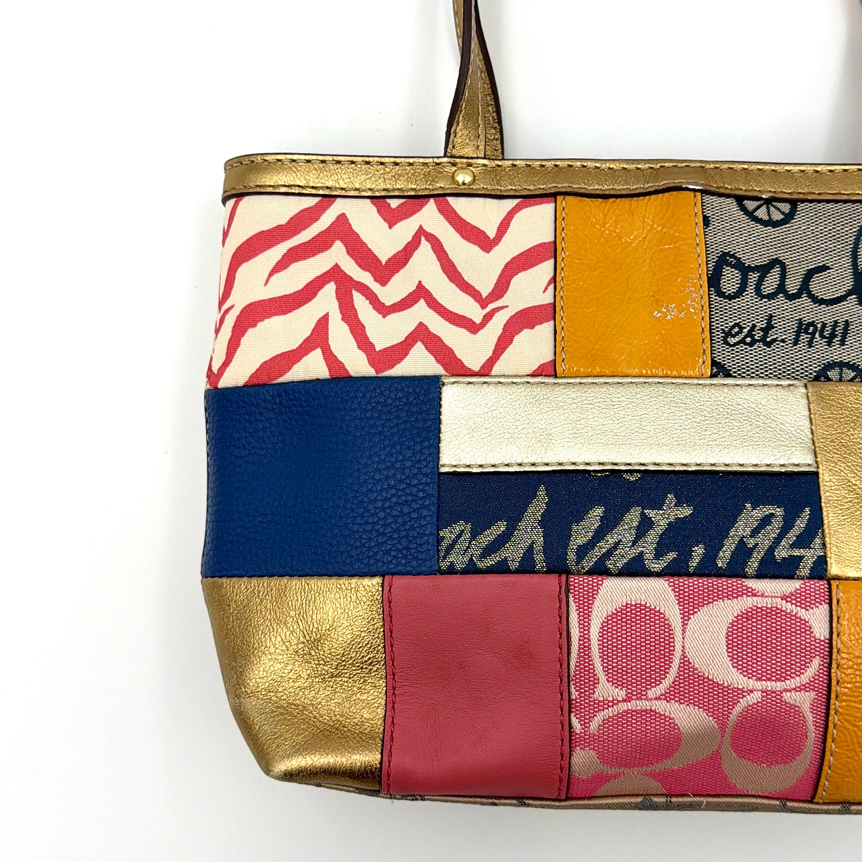 Coach Y2K Signature Patchwork Tote Bag Multicolor