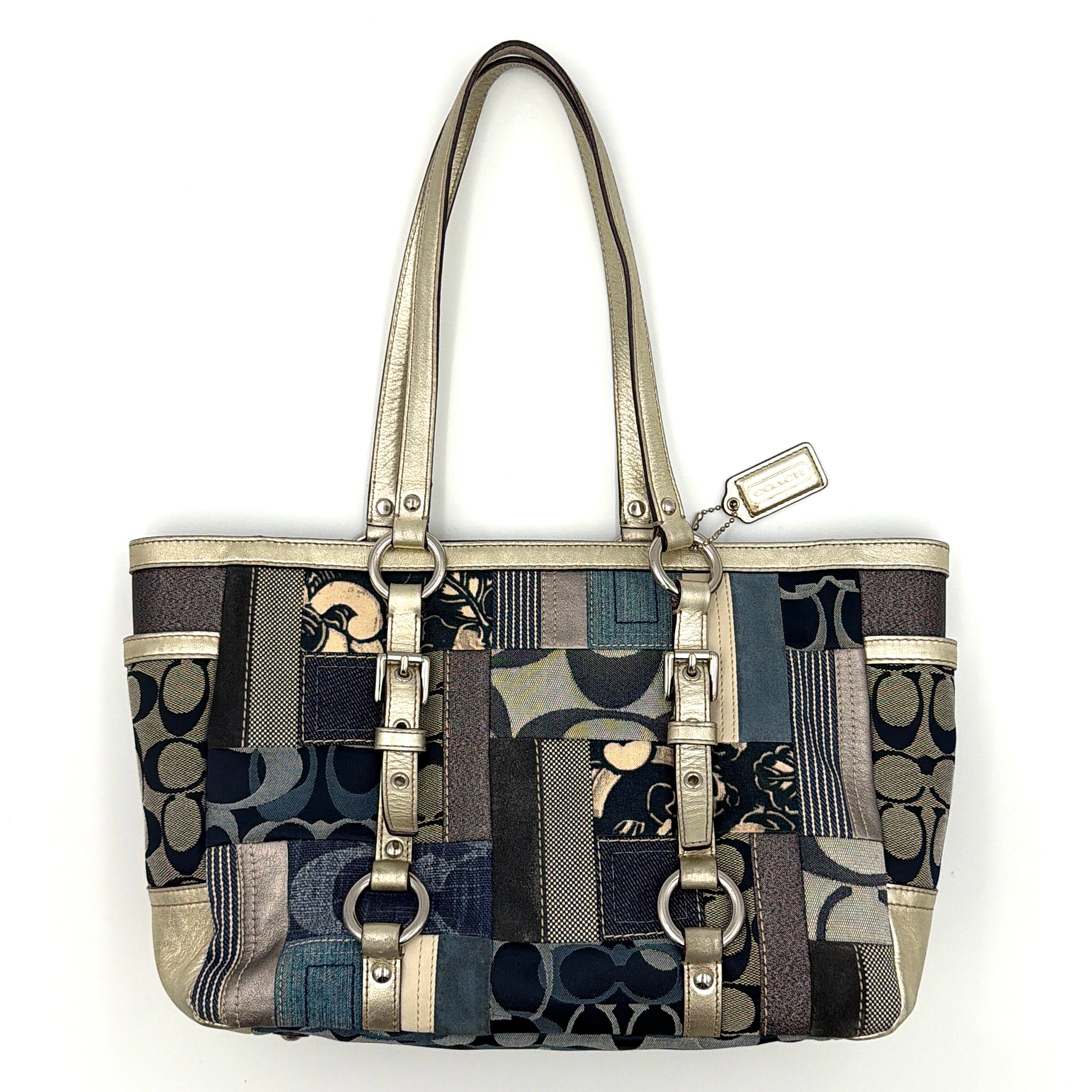 Coach Y2K Denim Patchwork Shoulder Bag Blue