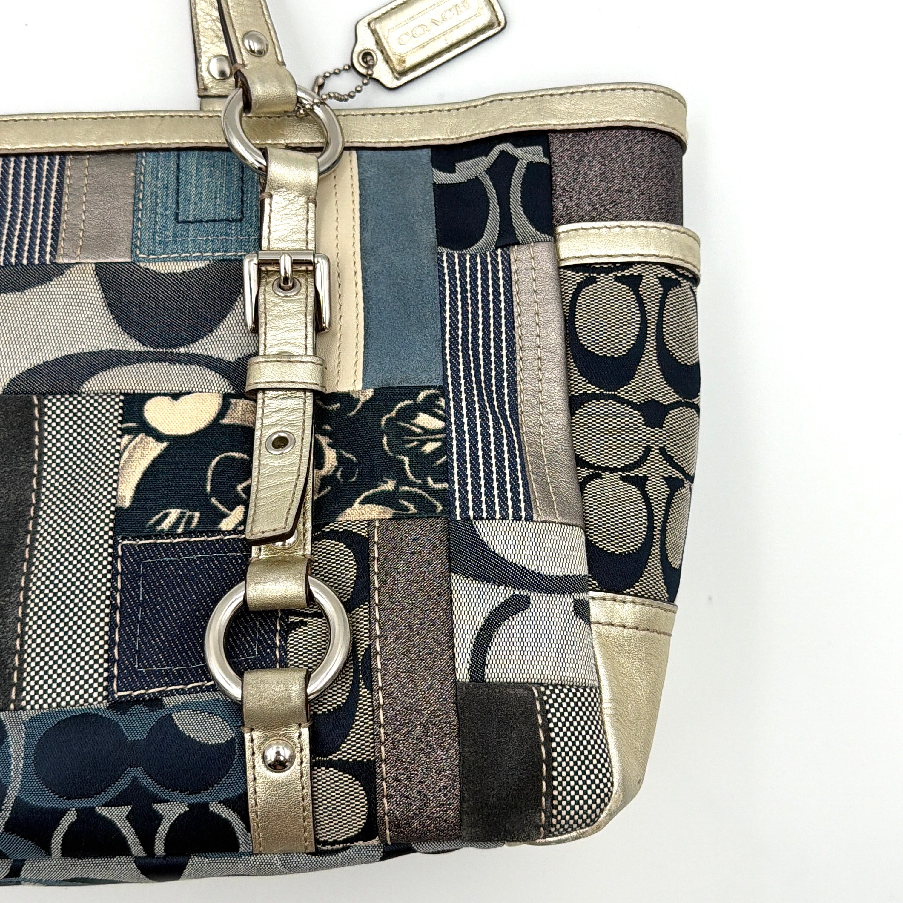 Coach Y2K Denim Patchwork Shoulder Bag Blue