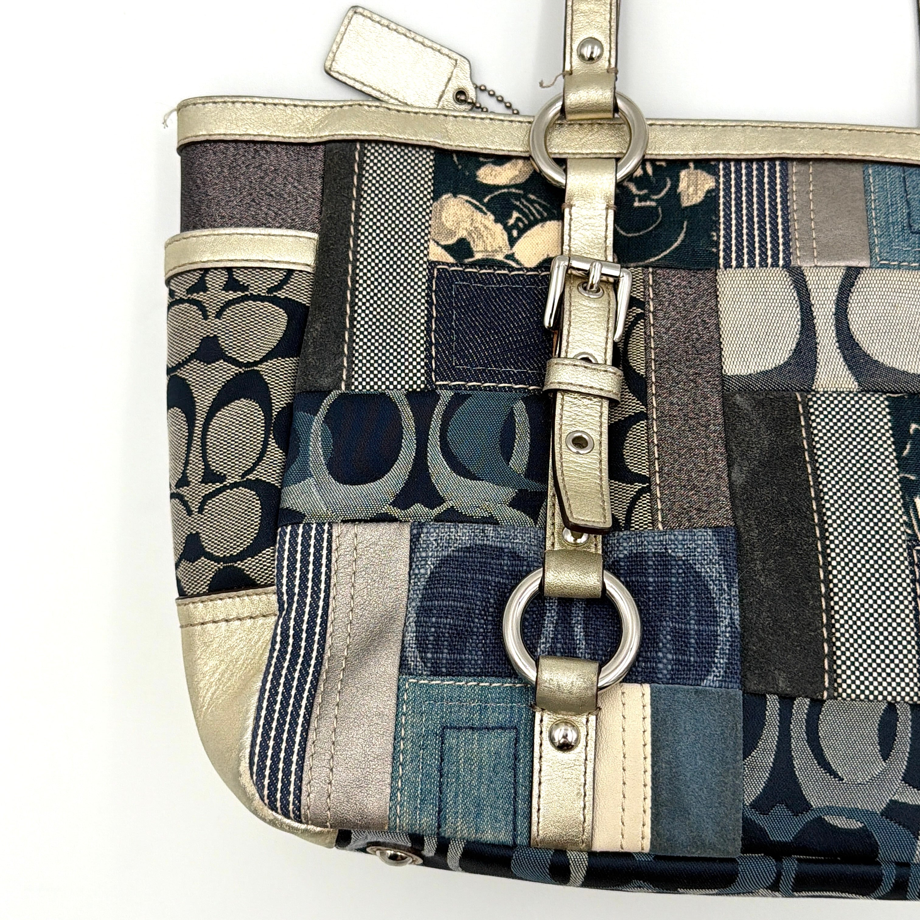 Coach Y2K Denim Patchwork Shoulder Bag Blue