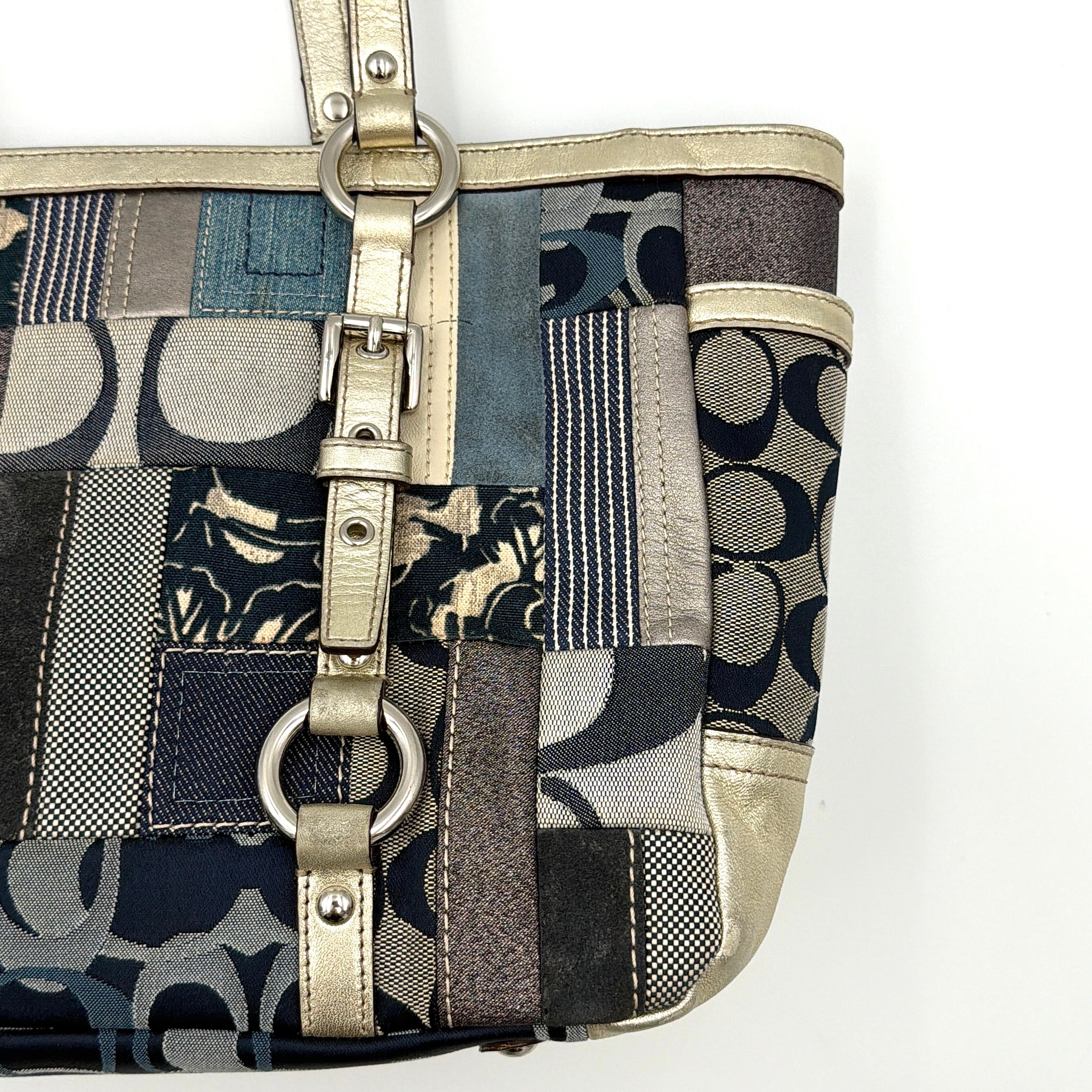 Coach Y2K Denim Patchwork Shoulder Bag Blue