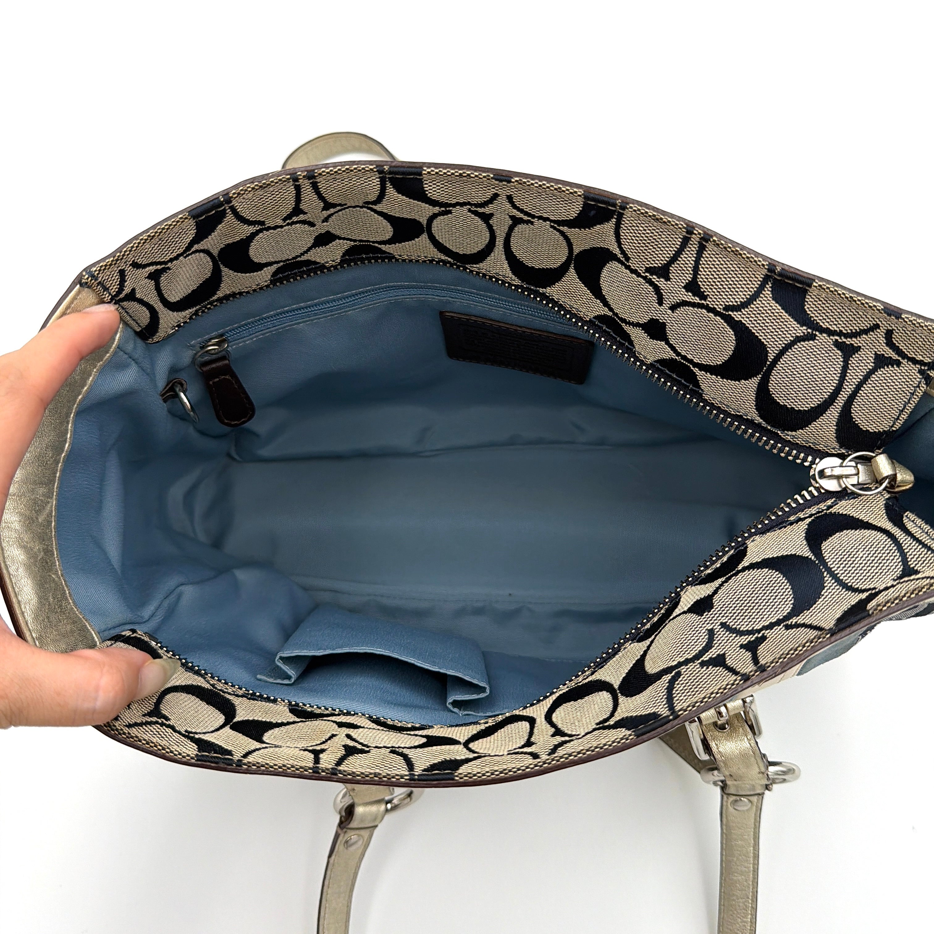 Coach Y2K Denim Patchwork Shoulder Bag Blue