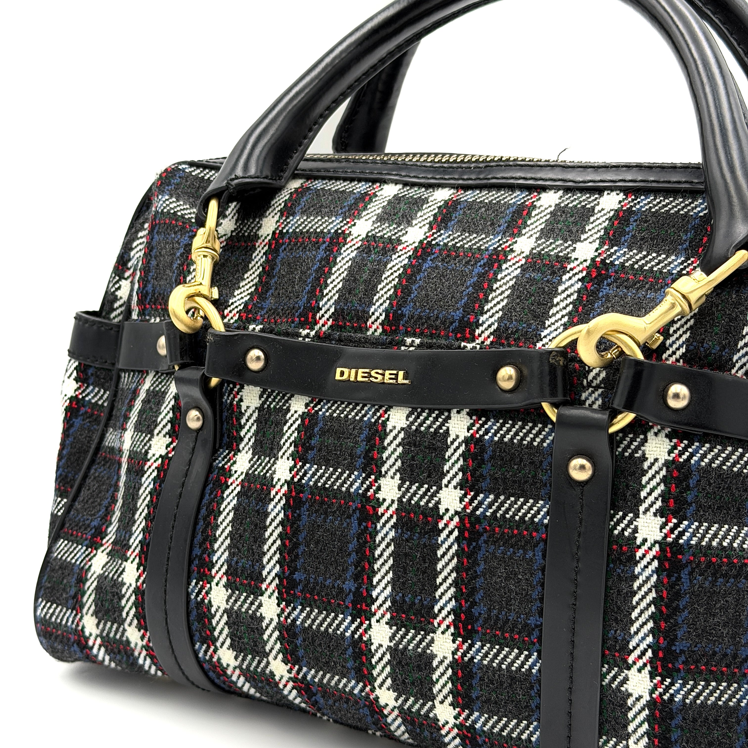 Diesel 2Way Tartan Plaid Handbag Multicolor