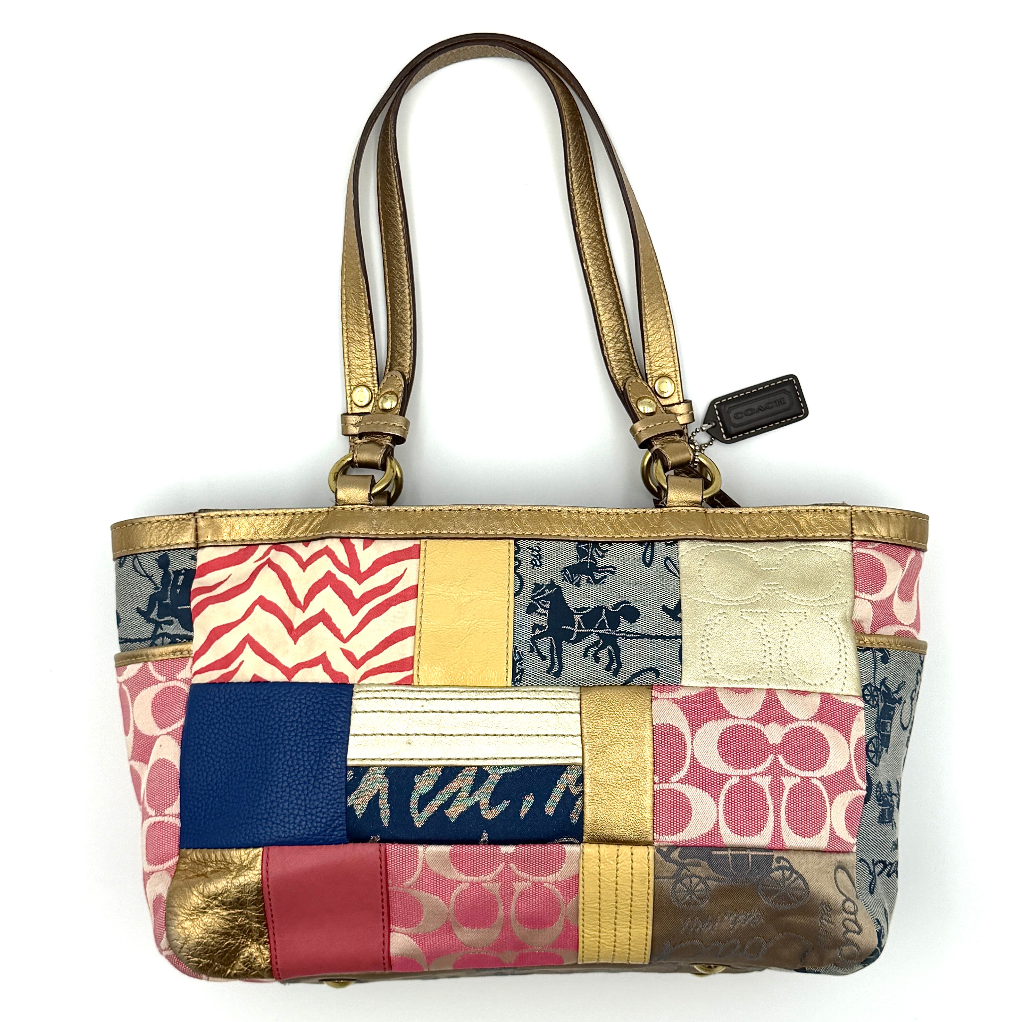 Coach Y2K Signature Patchwork Tote Bag Multicolor Big