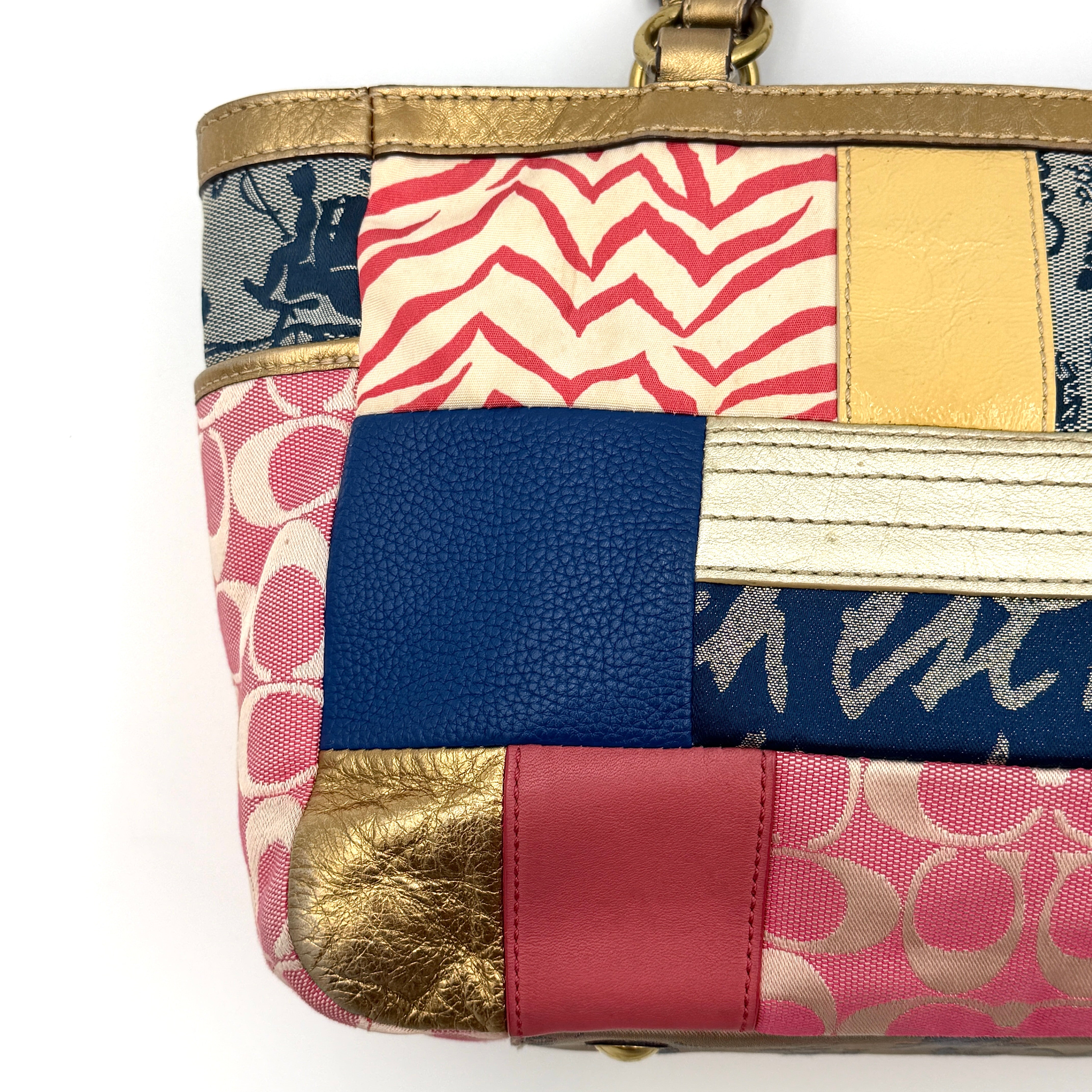 Coach Y2K Signature Patchwork Tote Bag Multicolor Big