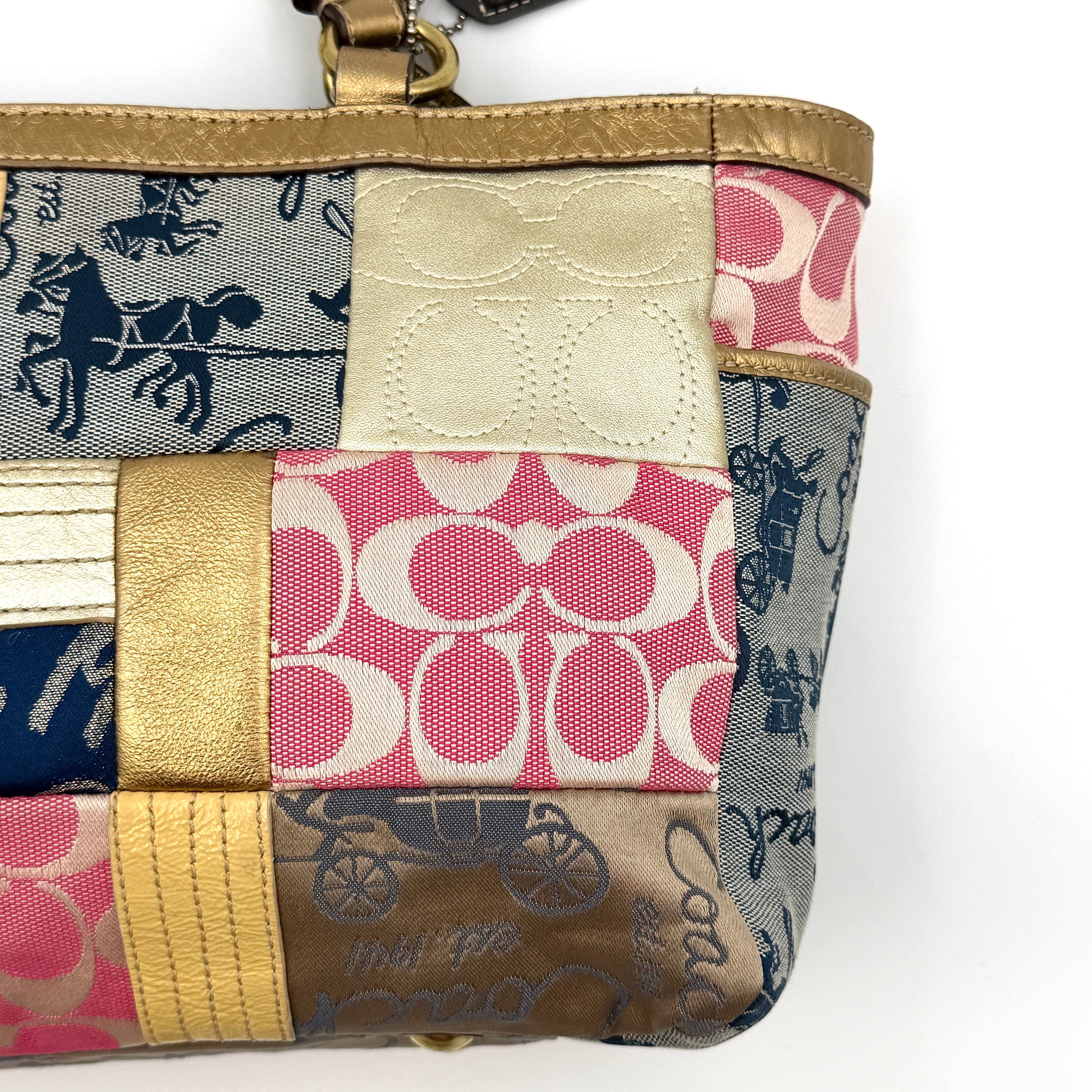 Coach Y2K Signature Patchwork Tote Bag Multicolor Big