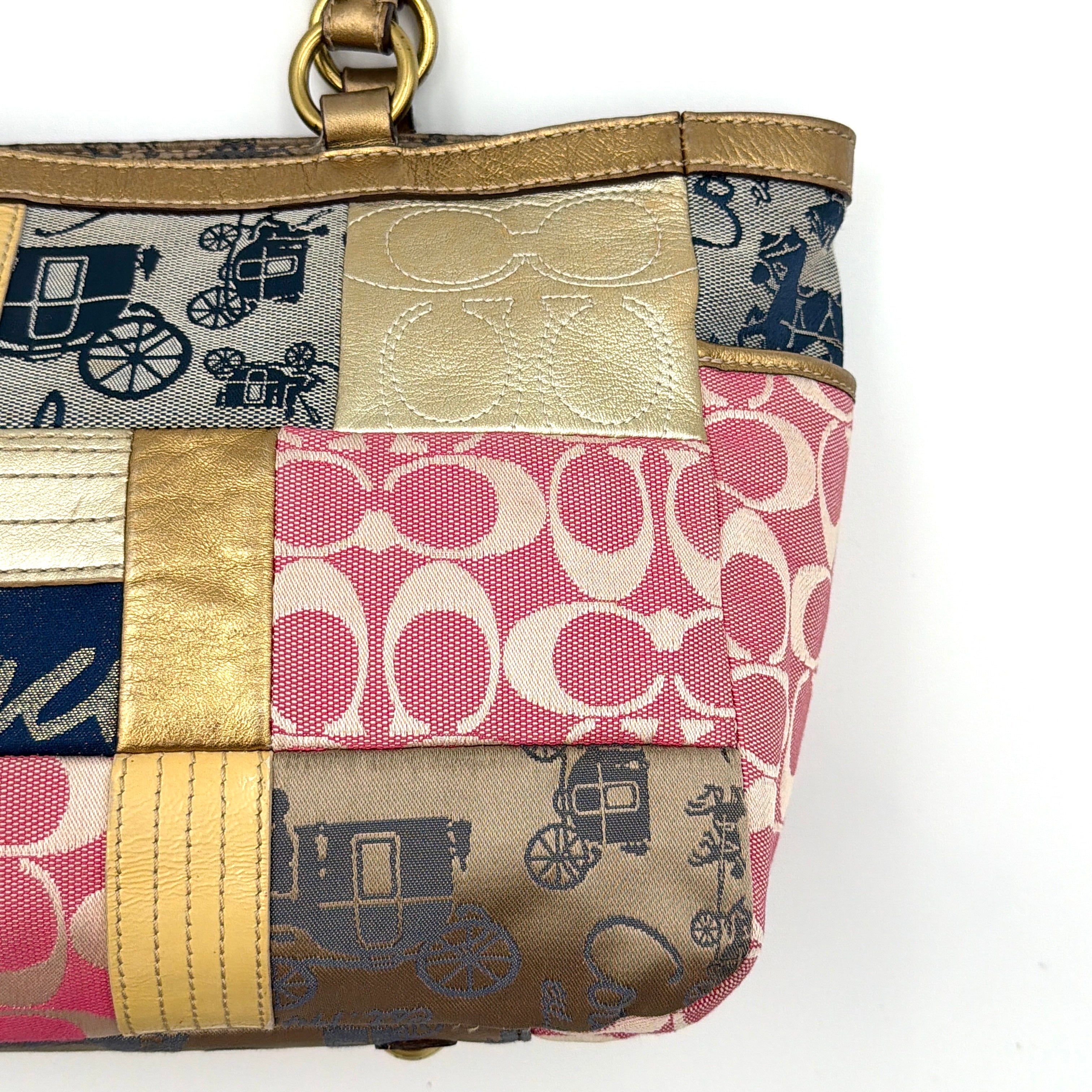 Coach Y2K Signature Patchwork Tote Bag Multicolor Big