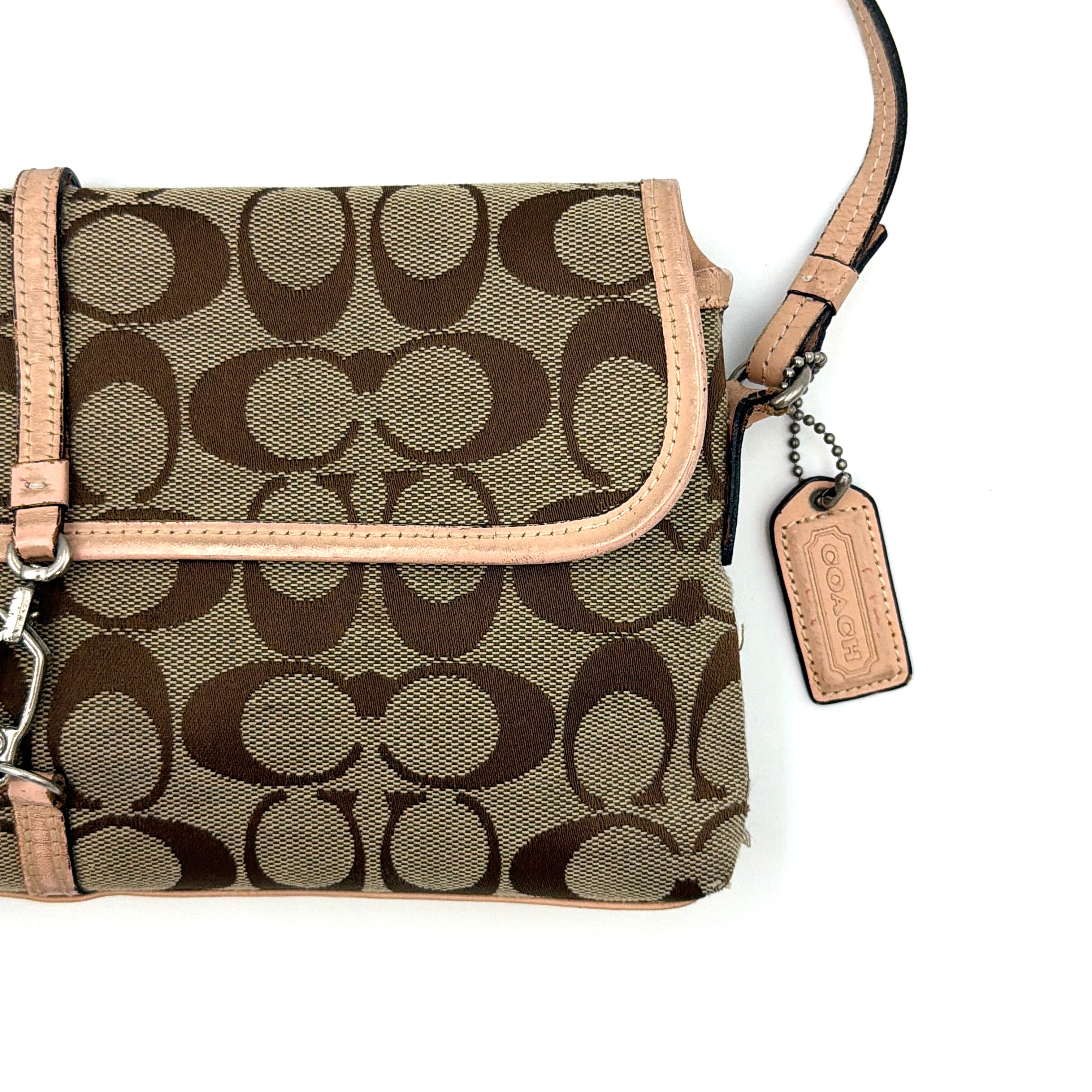 Coach Y2K Demi Clip Baguette Shoulder Bag Beige/Tan