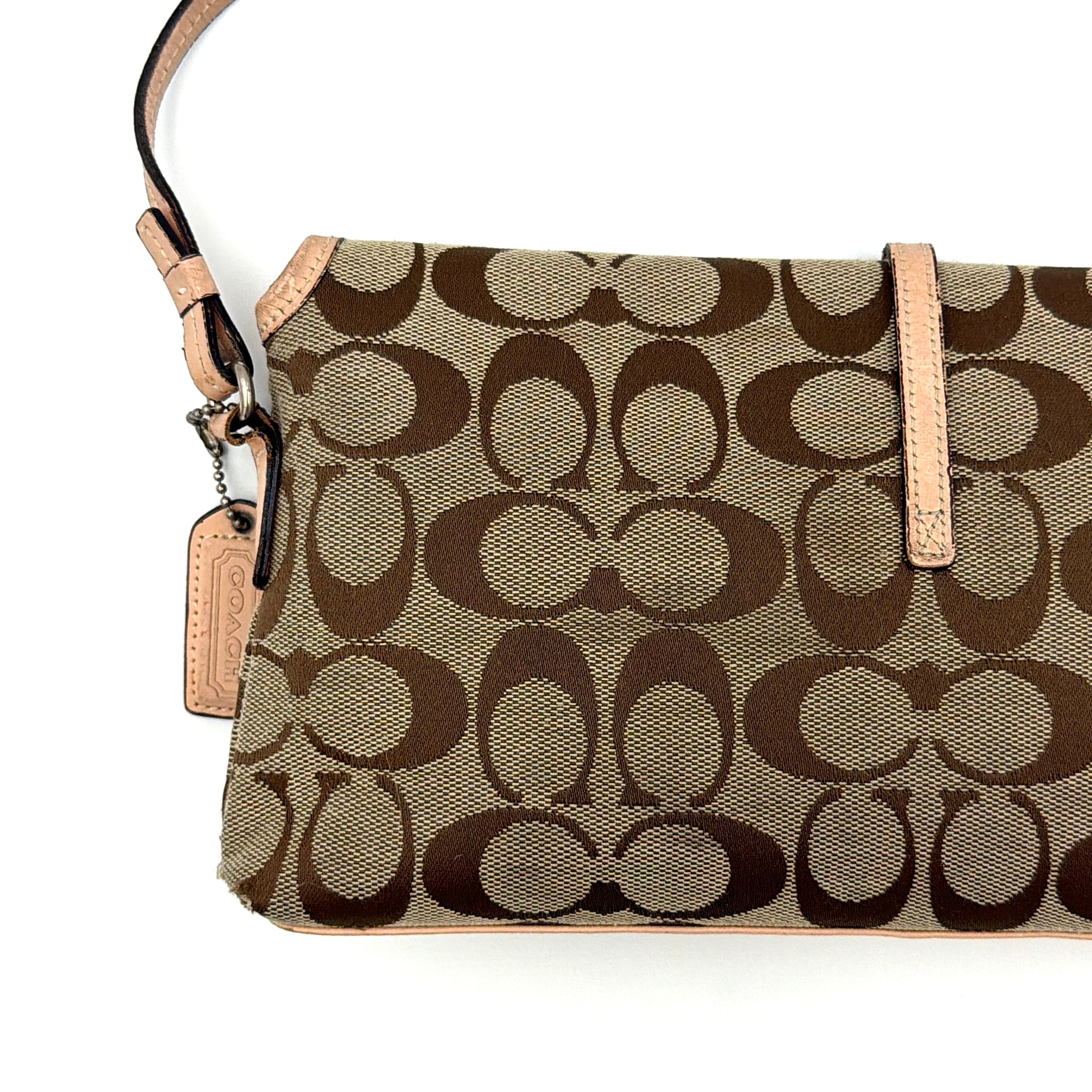 Coach Y2K Demi Clip Baguette Shoulder Bag Beige/Tan