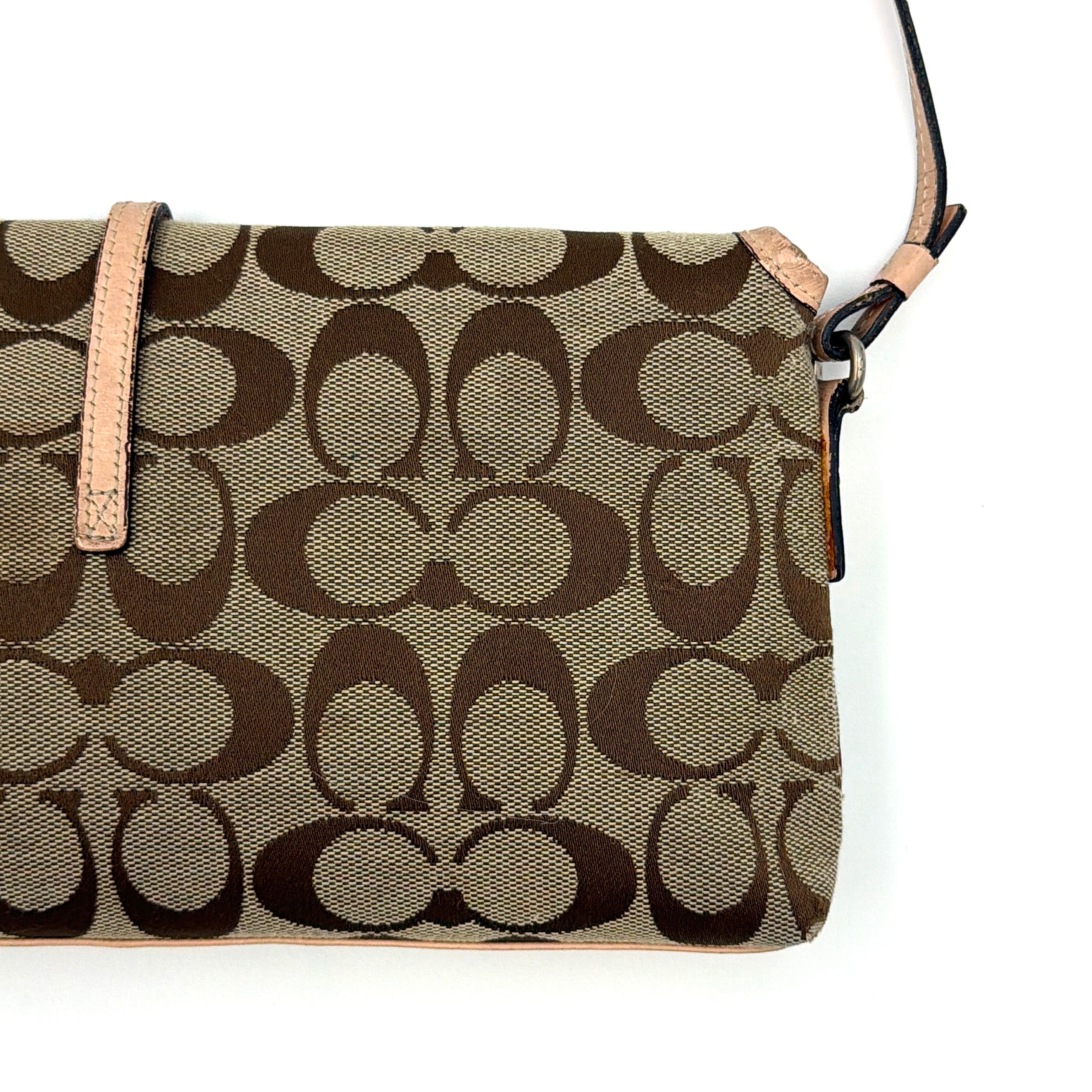 Coach Y2K Demi Clip Baguette Shoulder Bag Beige/Tan