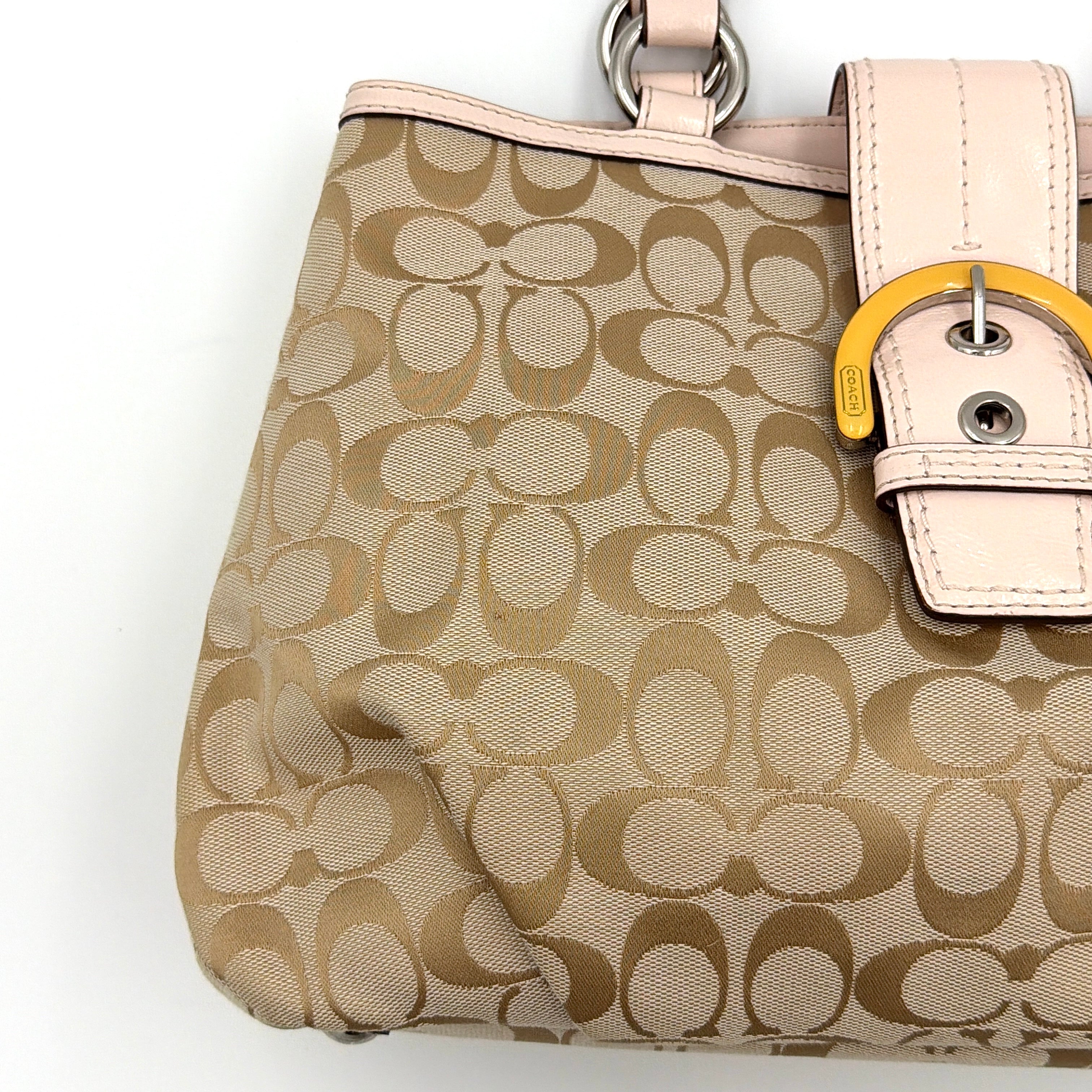 Coach Y2K Signature Soho East West Shoulder Bag Beige/Baby Pink