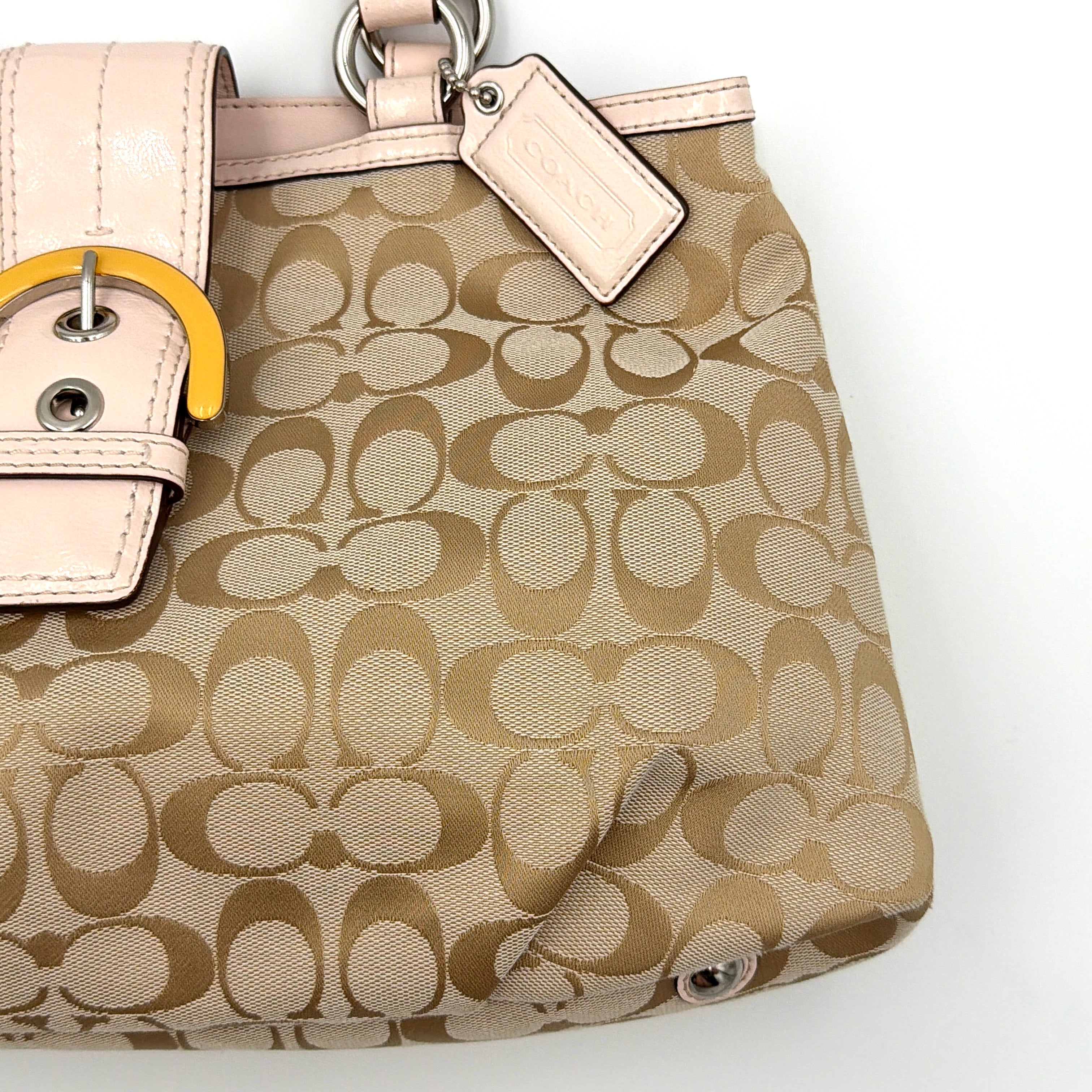 Coach Y2K Signature Soho East West Shoulder Bag Beige/Baby Pink