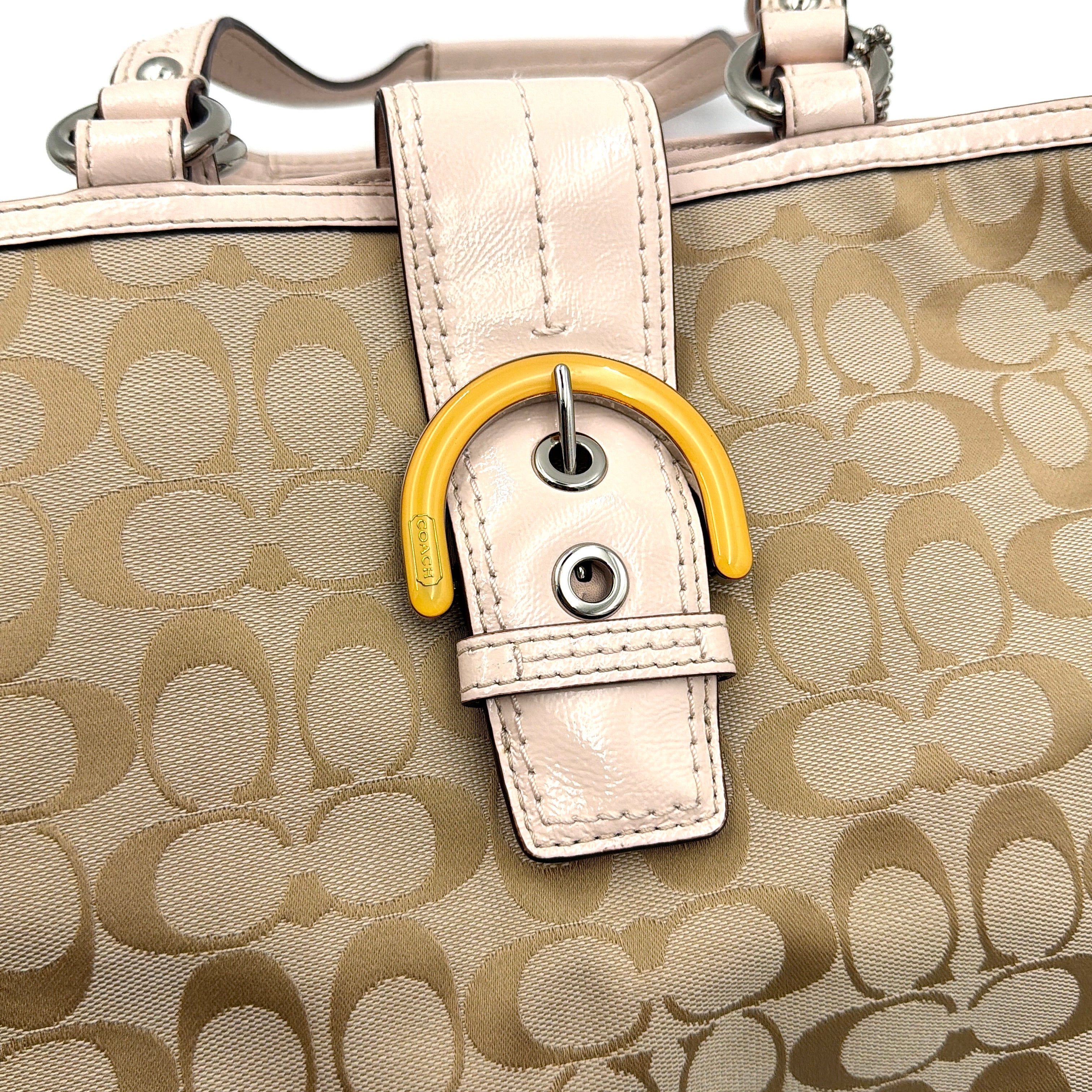 Coach Y2K Signature Soho East West Shoulder Bag Beige/Baby Pink