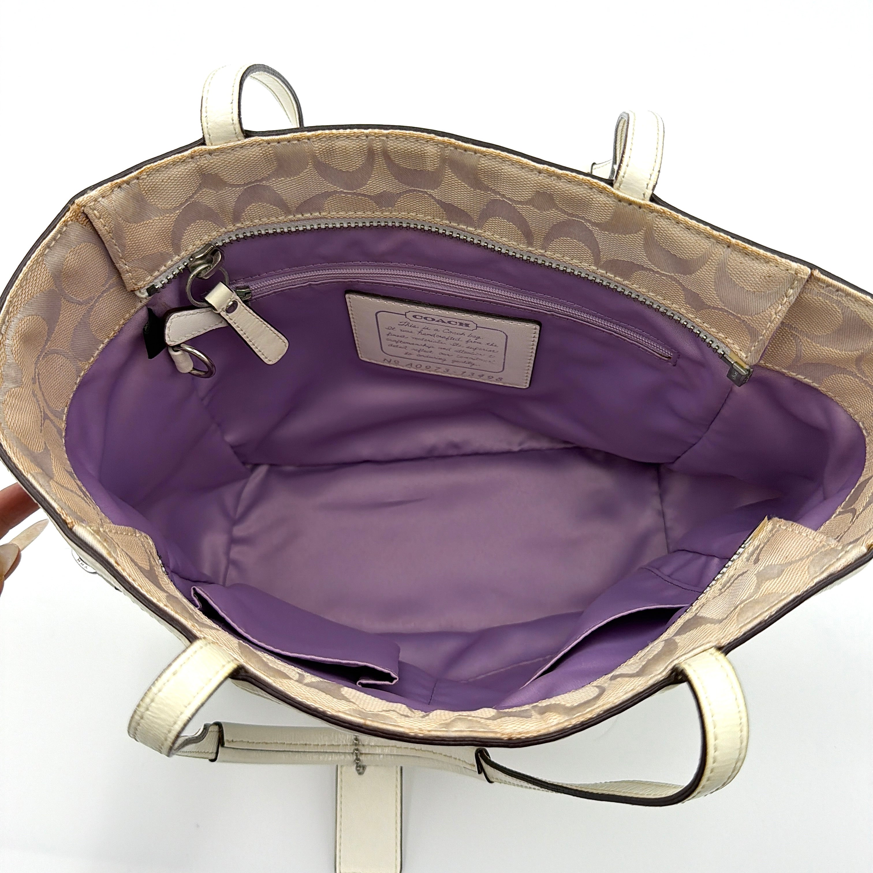 Coach Y2K Signature Patchwork Tote Bag Silver/White