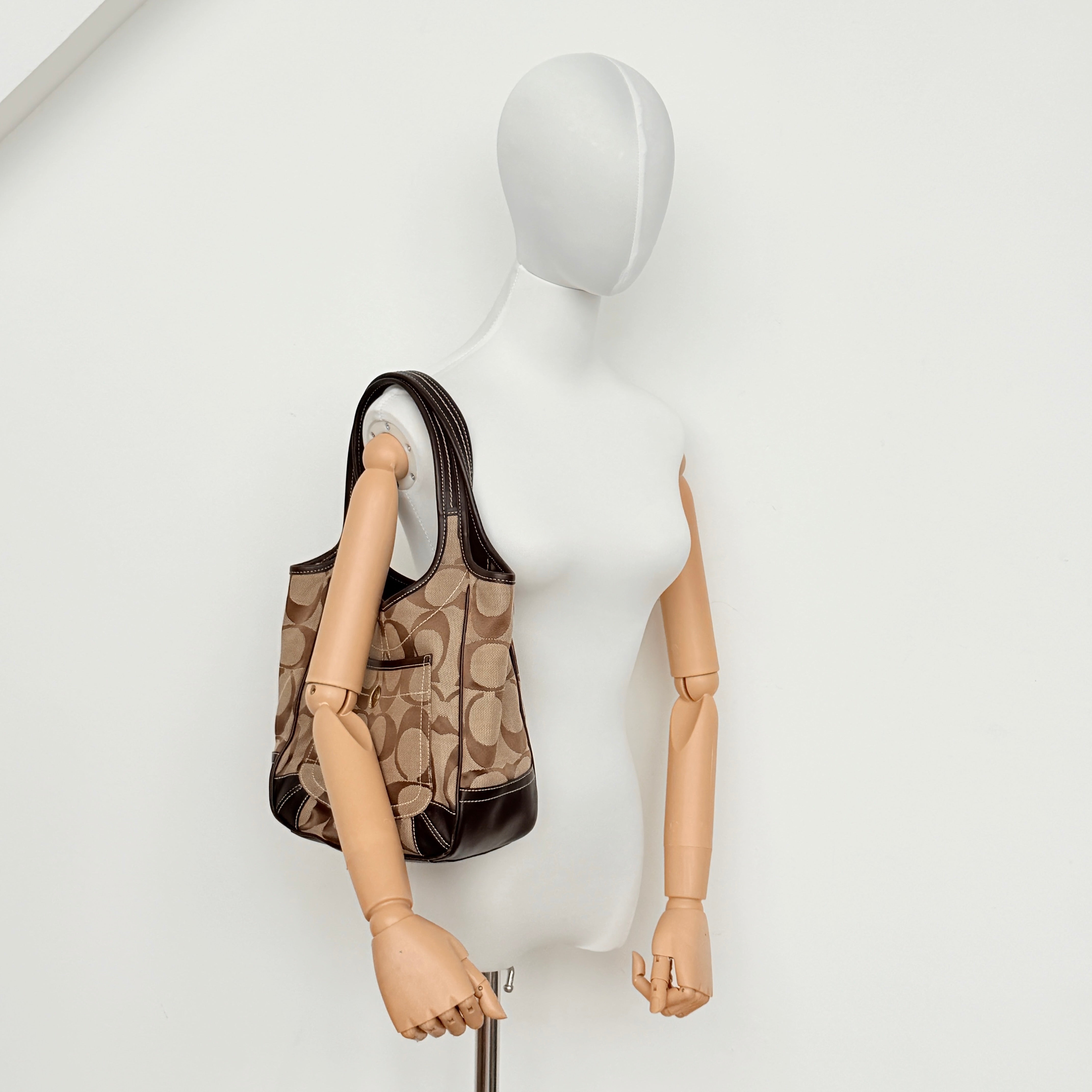 Coach Signature Ergo Hobo Tote Bag Beige/Brown