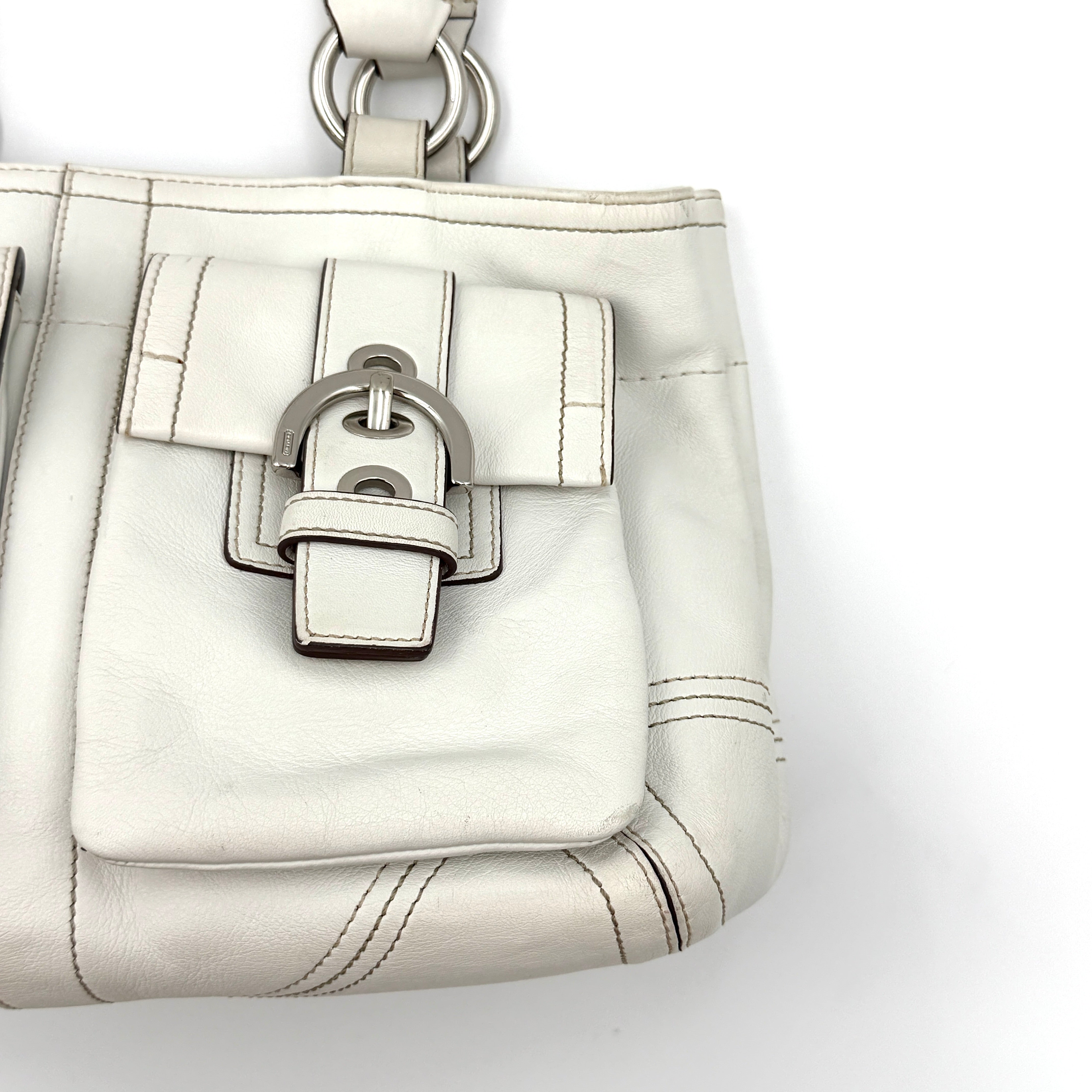 Coach Y2K Soho Double Mini Buckle Pocket Handbag White