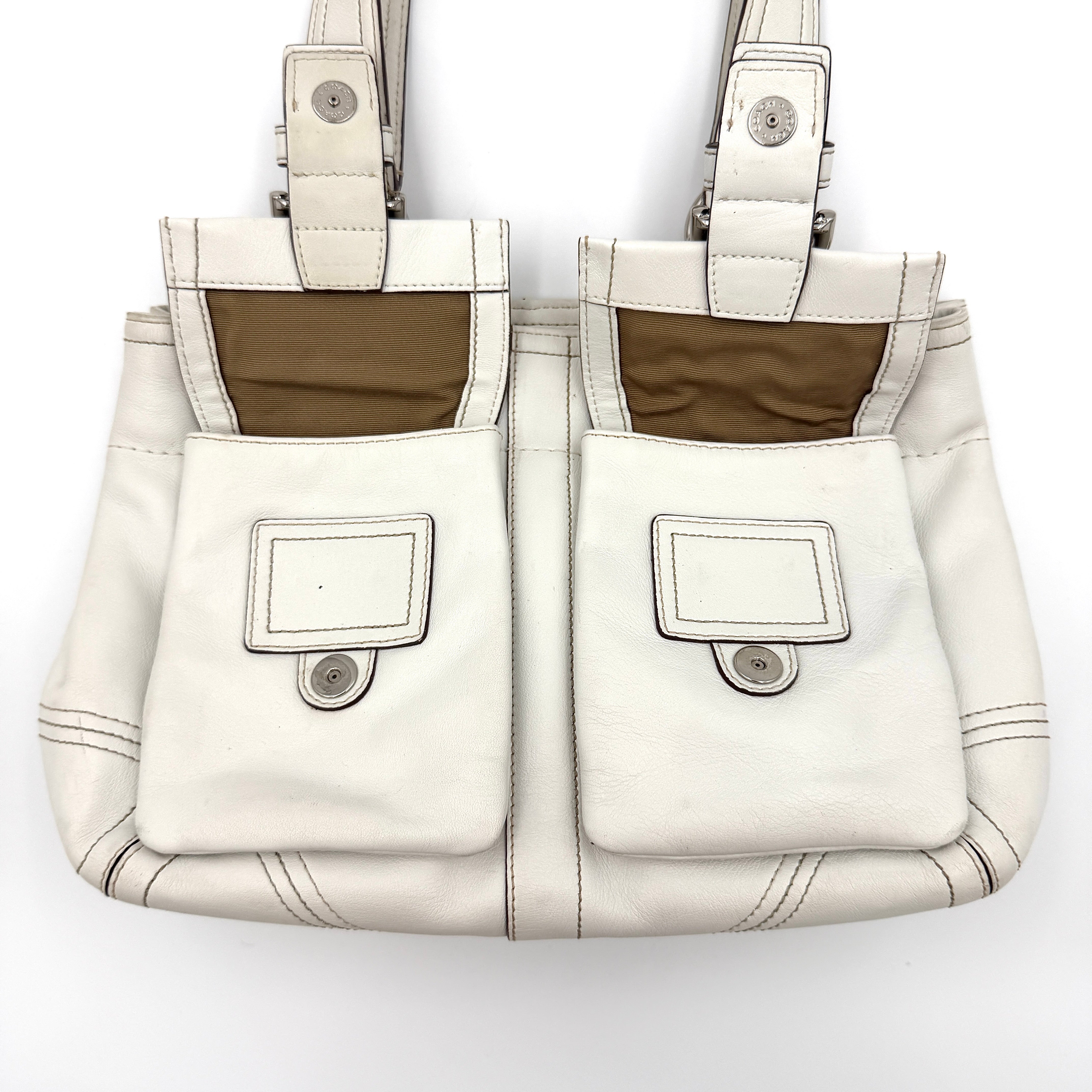 Coach Y2K Soho Double Mini Buckle Pocket Handbag White
