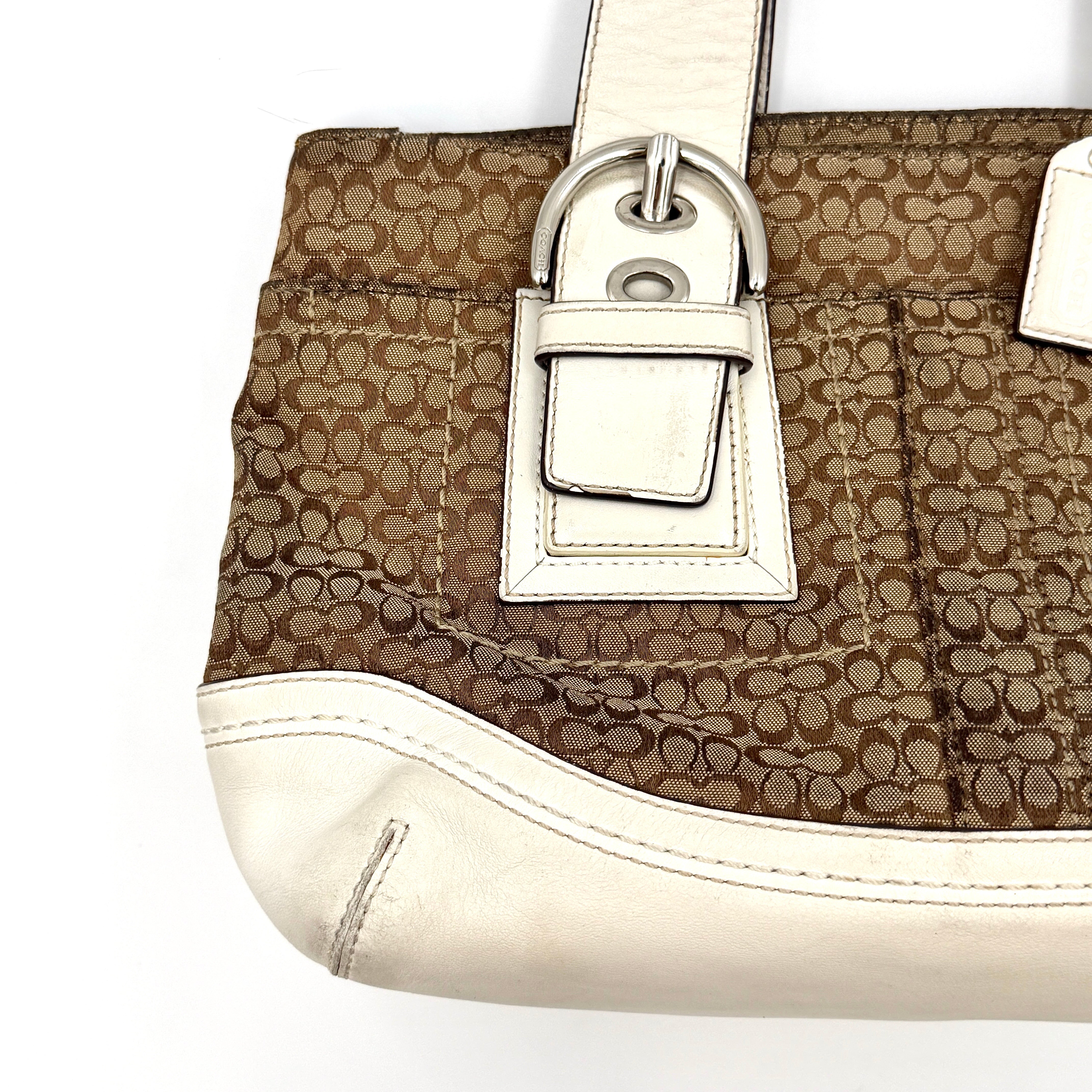 Coach Y2K Soho Double Buckle Shoulder Bag Beige/White